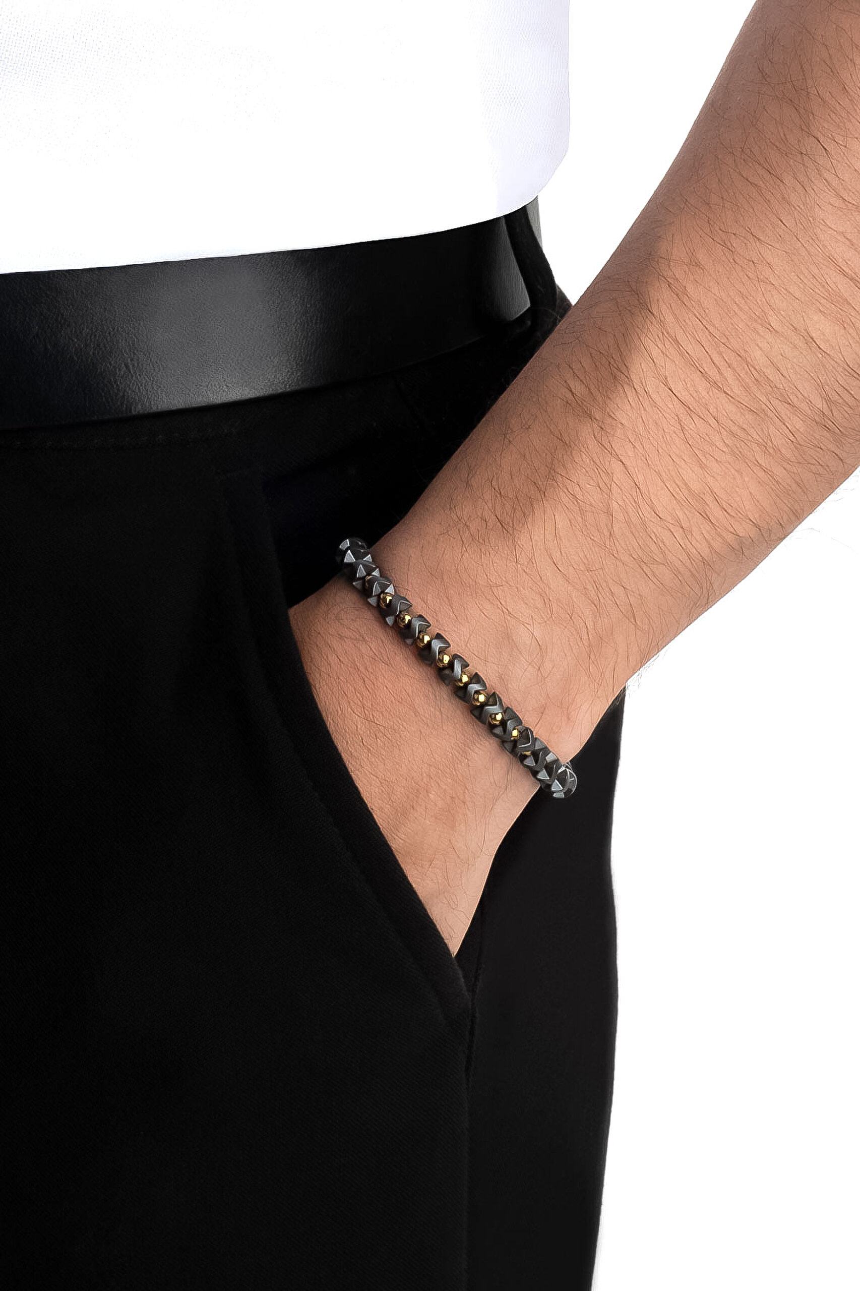 ⁠ Hematit Taşlı 21 Cm Gümüş Erkek Bileklik_2}