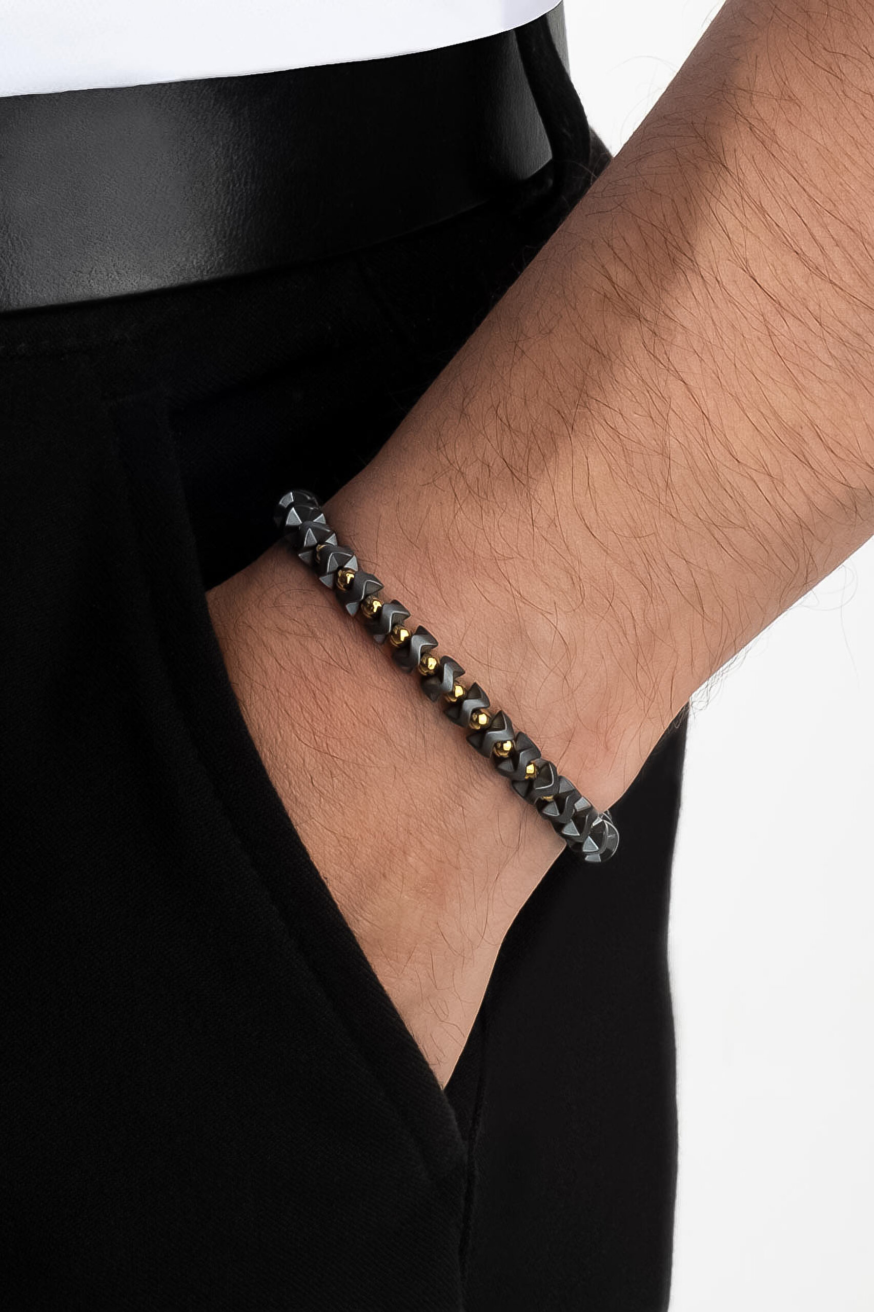 ⁠ Hematit Taşlı 21 Cm Gümüş Erkek Bileklik_1}