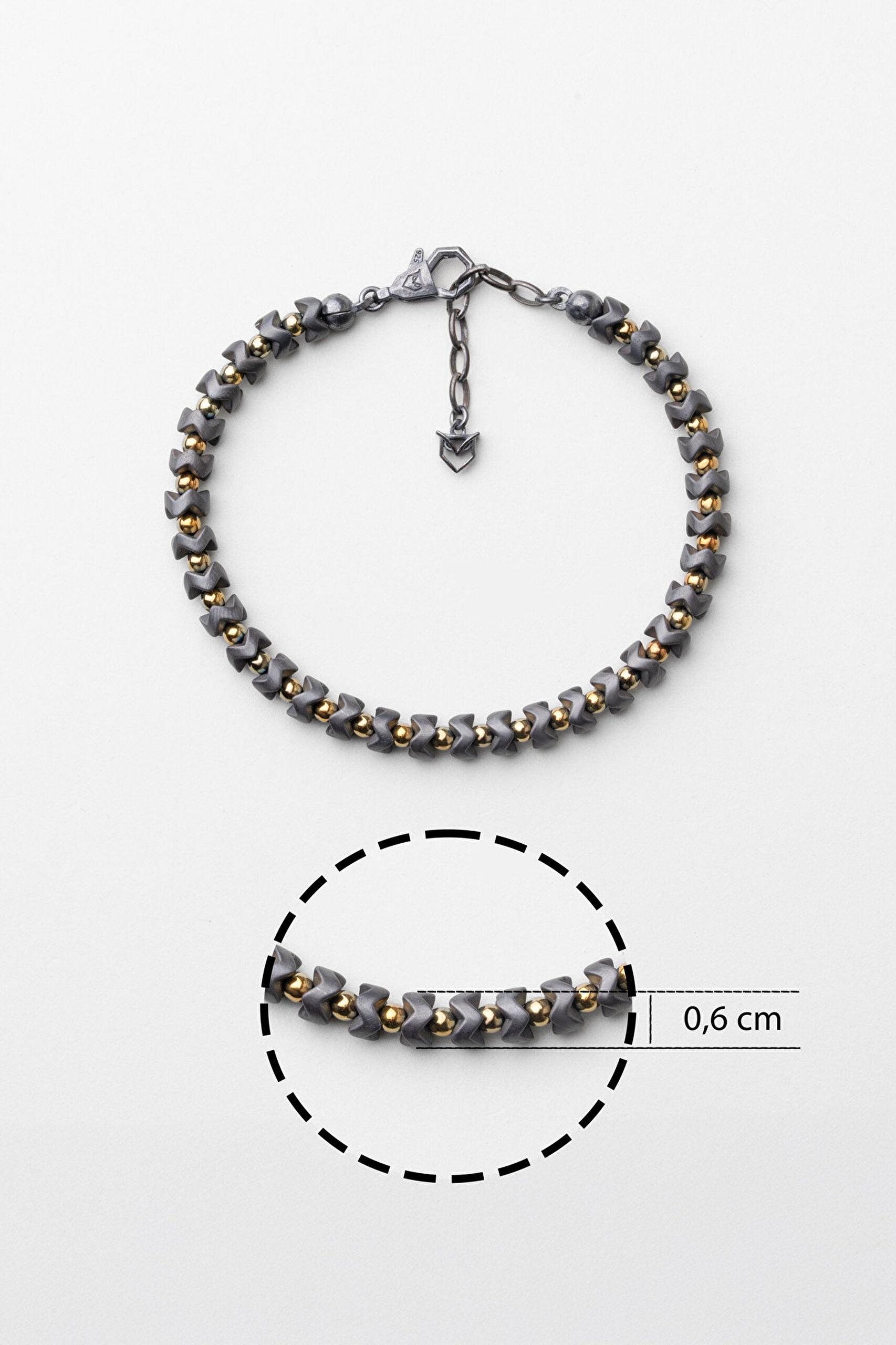 ⁠ Hematit Taşlı 21 Cm Gümüş Erkek Bileklik_2}