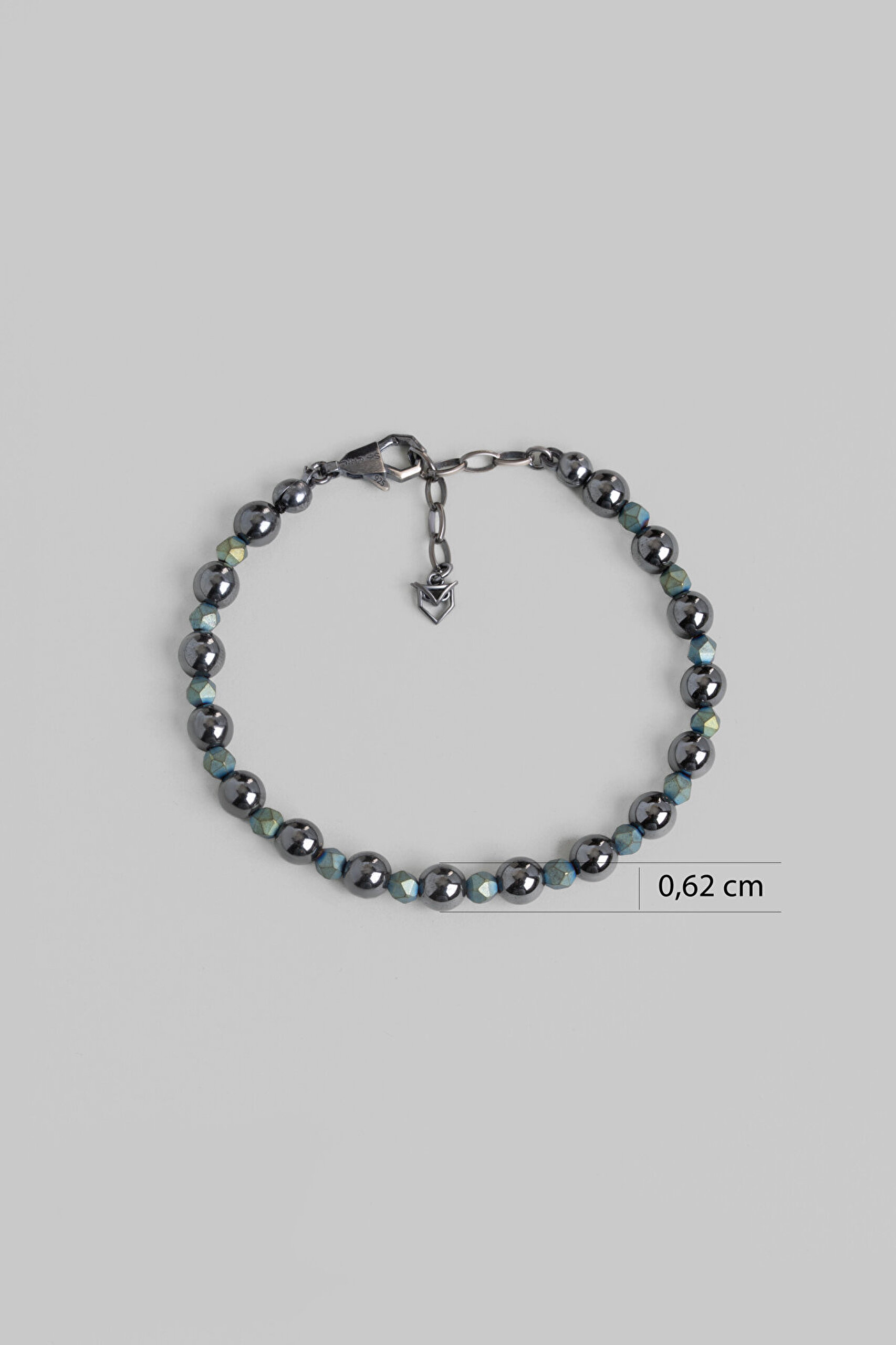 Mavi Hematit Taşlı 21 Cm Gümüş Erkek Bilekilk - 2