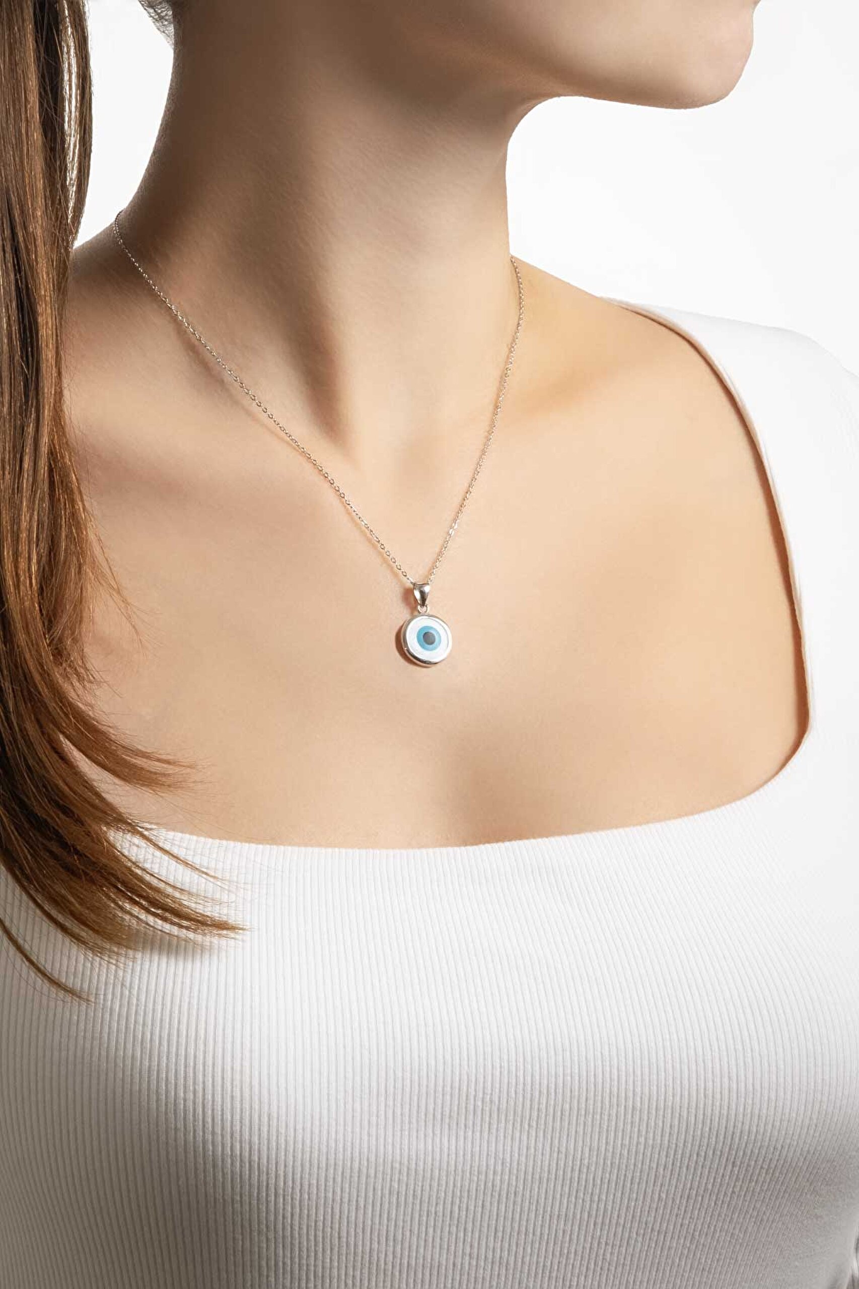 ⁠ Şansın Işıltısı 18 Ayar Beyaz Altın Kaplama 43 Cm Gümüş Kolye_2}