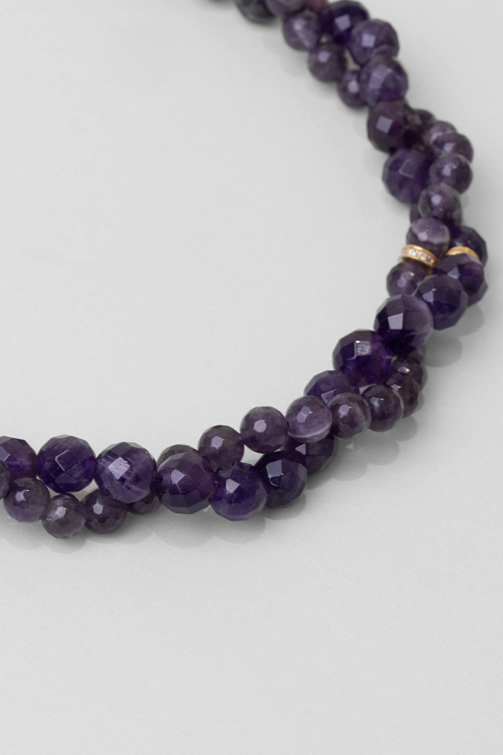⁠ Violet 18 Ayar Sarı Altın Kaplama 43 Cm Gümüş Ametist Kolye_5}