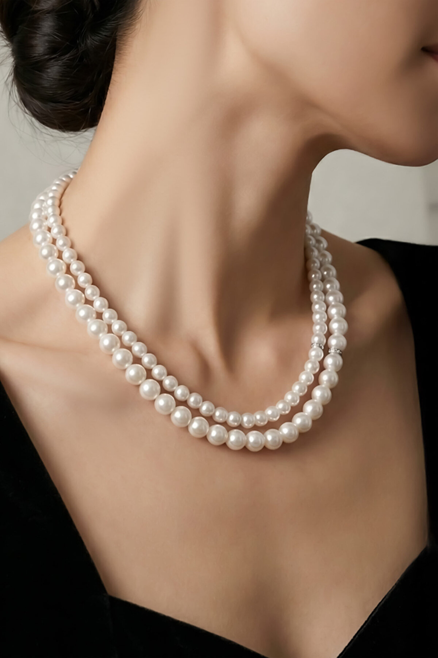 Ivory 18 Ayar Beyaz Altın Kaplama 43 Cm Gümüş İnci Kolye - 1