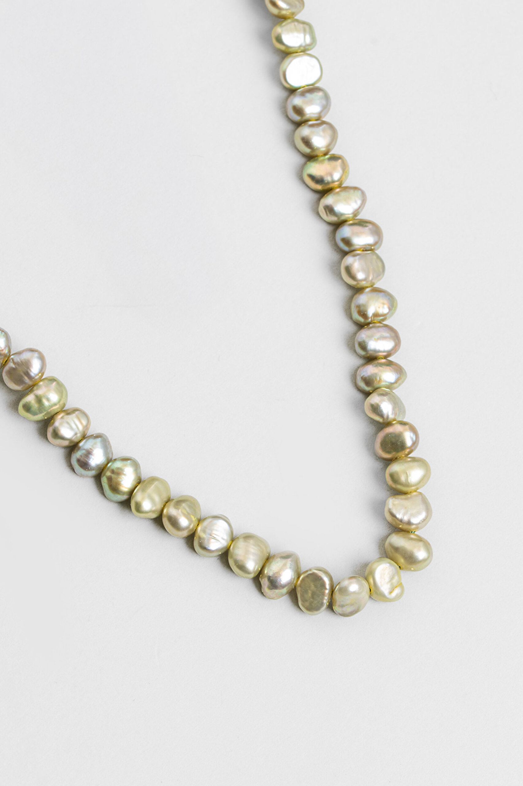 İnci Işıltısı 18 Ayar Sarı Altın Kaplama 45 Cm Gümüş Kolye - 4