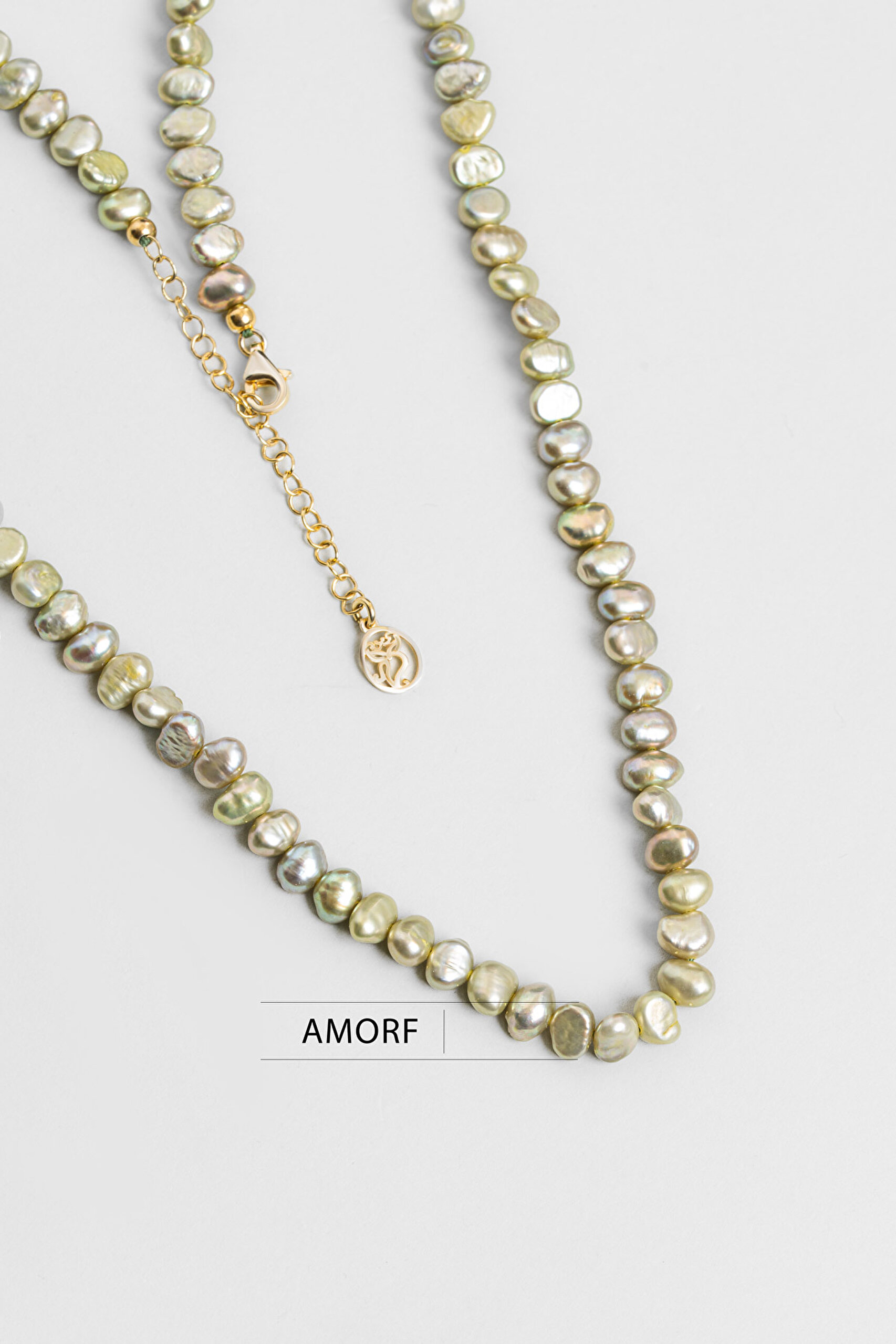 İnci Işıltısı 18 Ayar Sarı Altın Kaplama 45 Cm Gümüş Kolye - 2