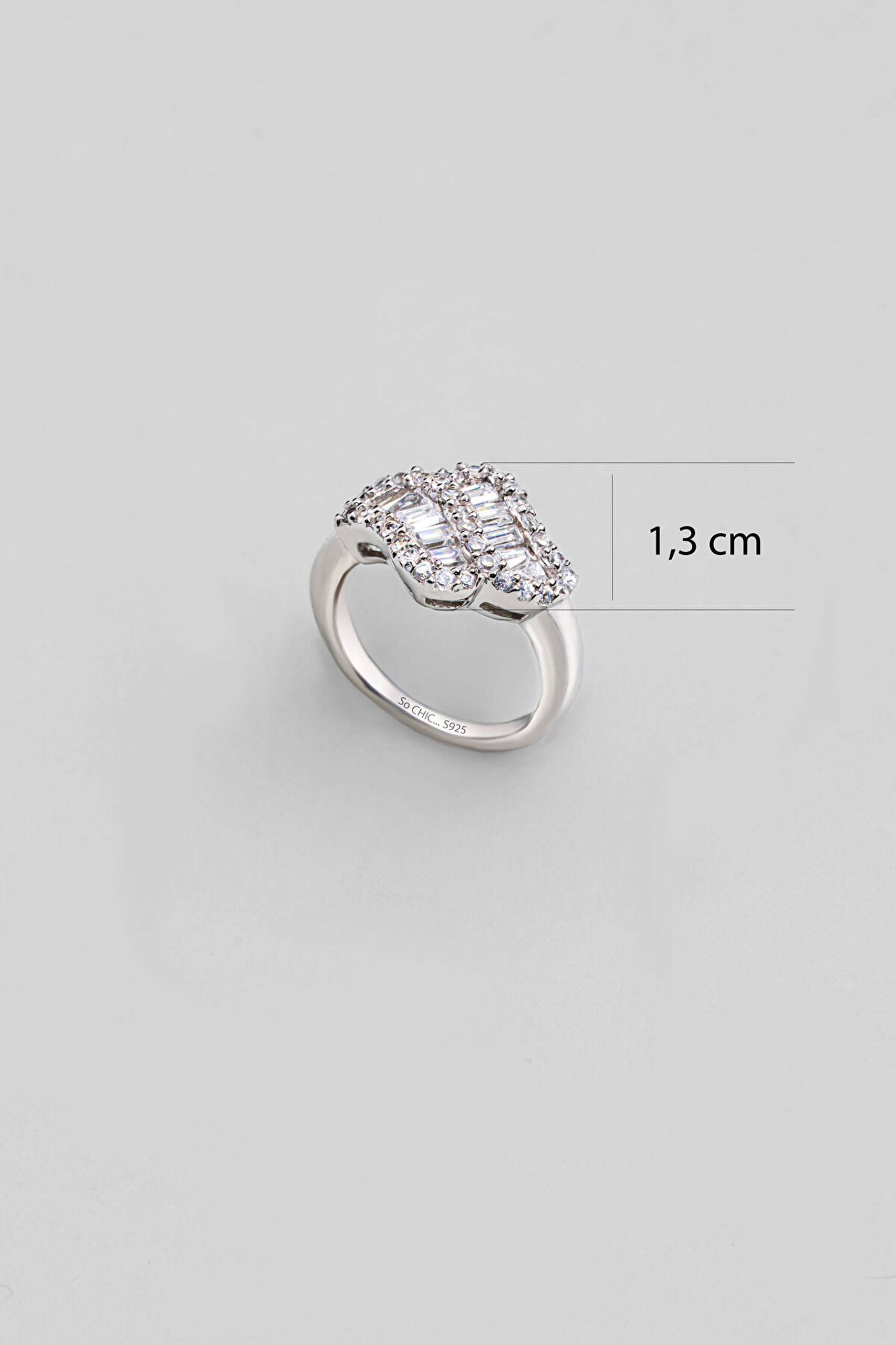 Sihirli Bulut 18 Ayar Beyaz Altın Kaplama Gümüş Yüzük - 1