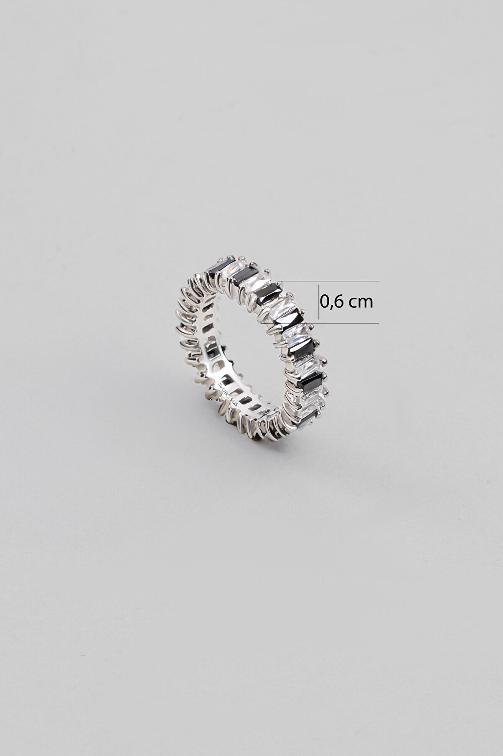 Baget Kesim 18 Ayar Beyaz Altın Kaplama Gümüş Yüzük - 1