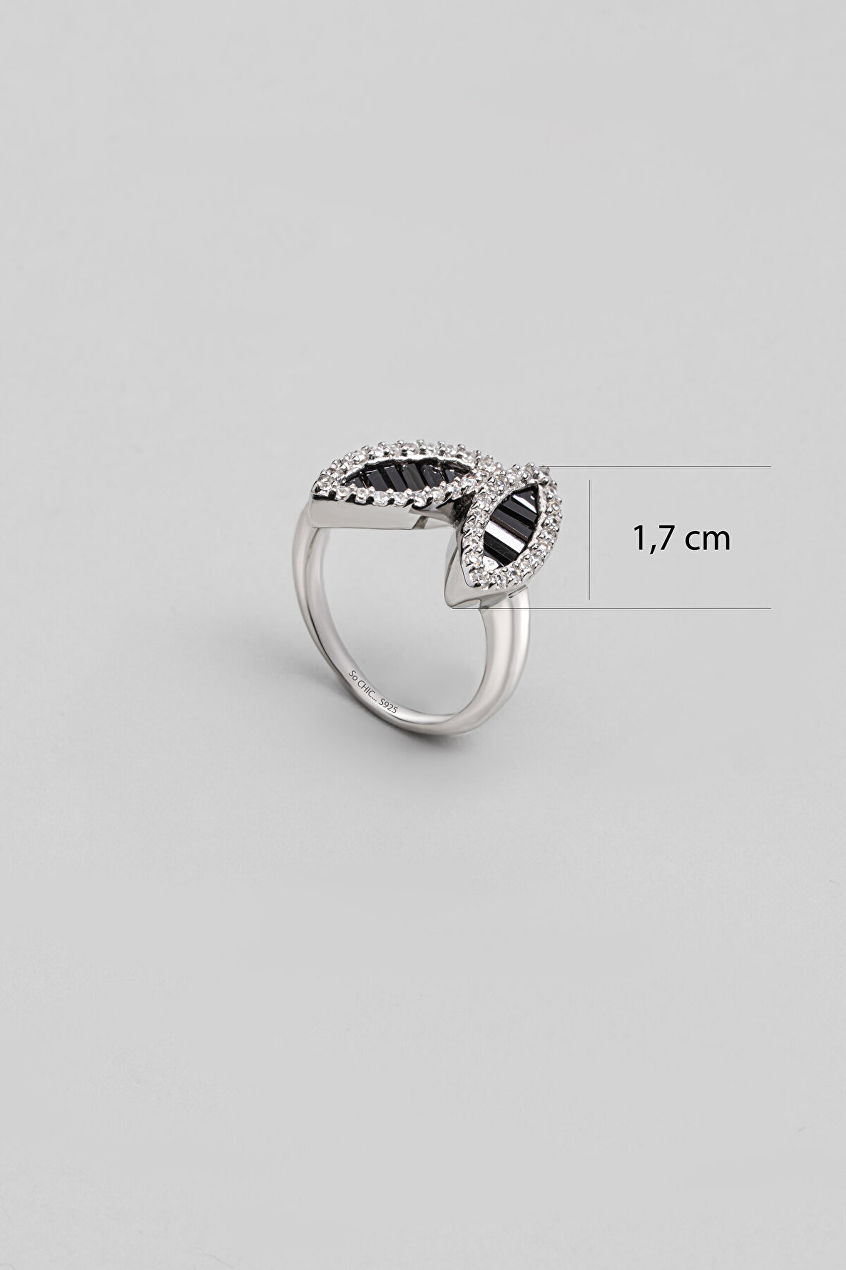 Bahar Yaprağı 18 Ayar Beyaz Altın Kaplama Gümüş Yüzük - 1