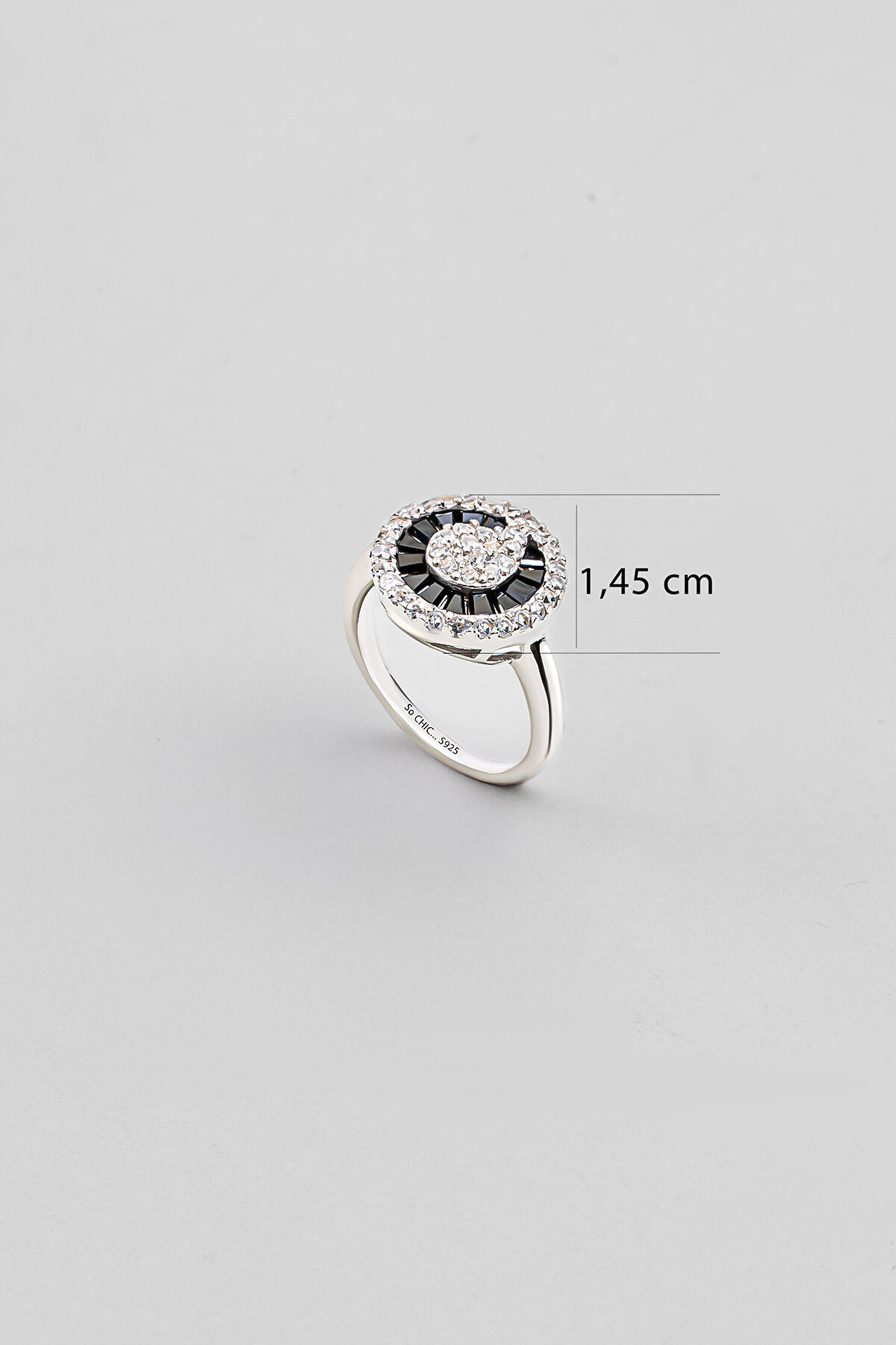 Baget Işıltısı 18 Ayar Beyaz Altın Kaplama Gümüş Yüzük - 1