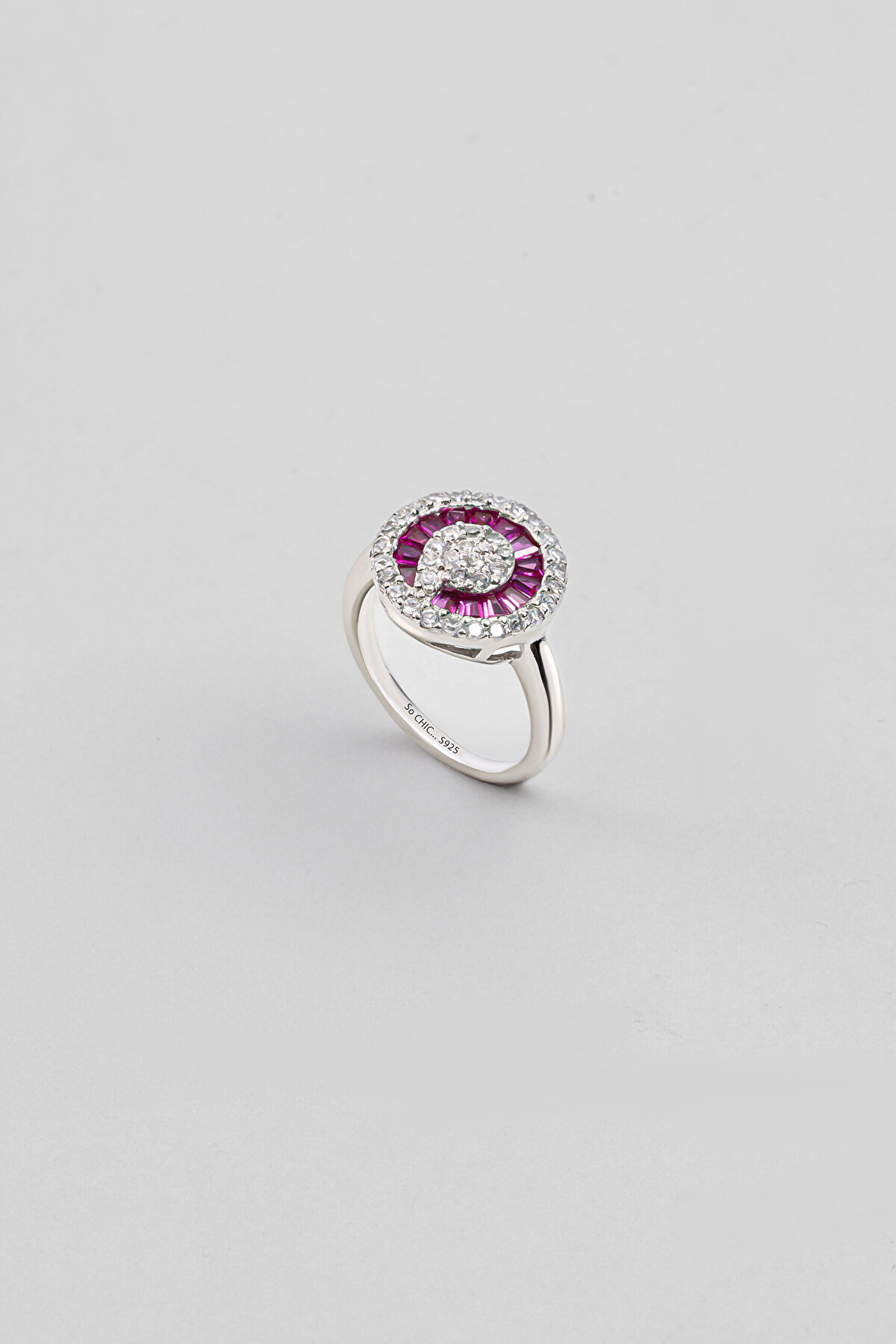 Baget Işıltısı 18 Ayar Beyaz Altın Kaplama Gümüş Yüzük - 0