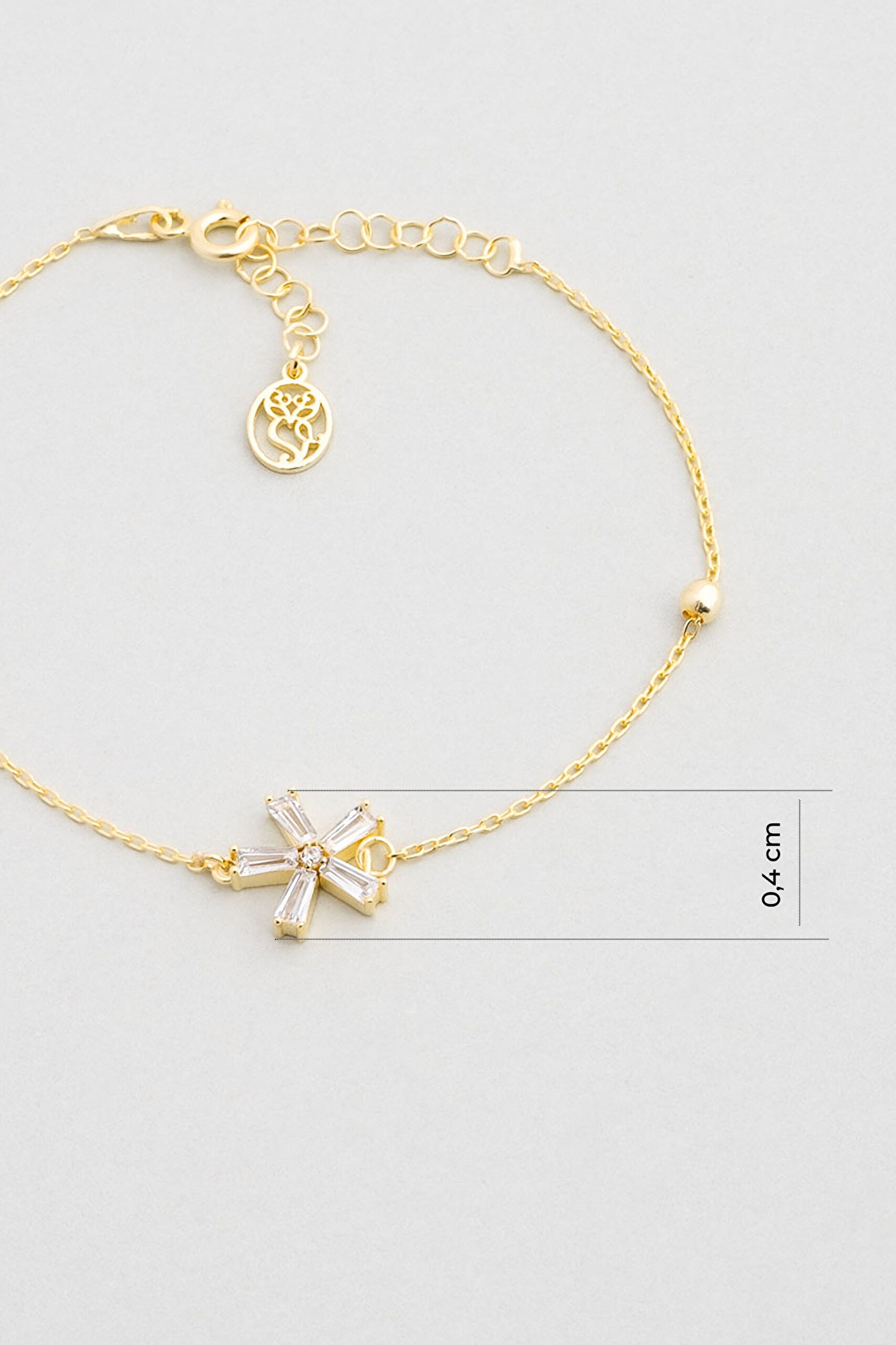 ⁠ Buz Kristali 18 Ayar Sarı Altın Kaplama 18 Cm Gümüş Minimal Bileklik_1}