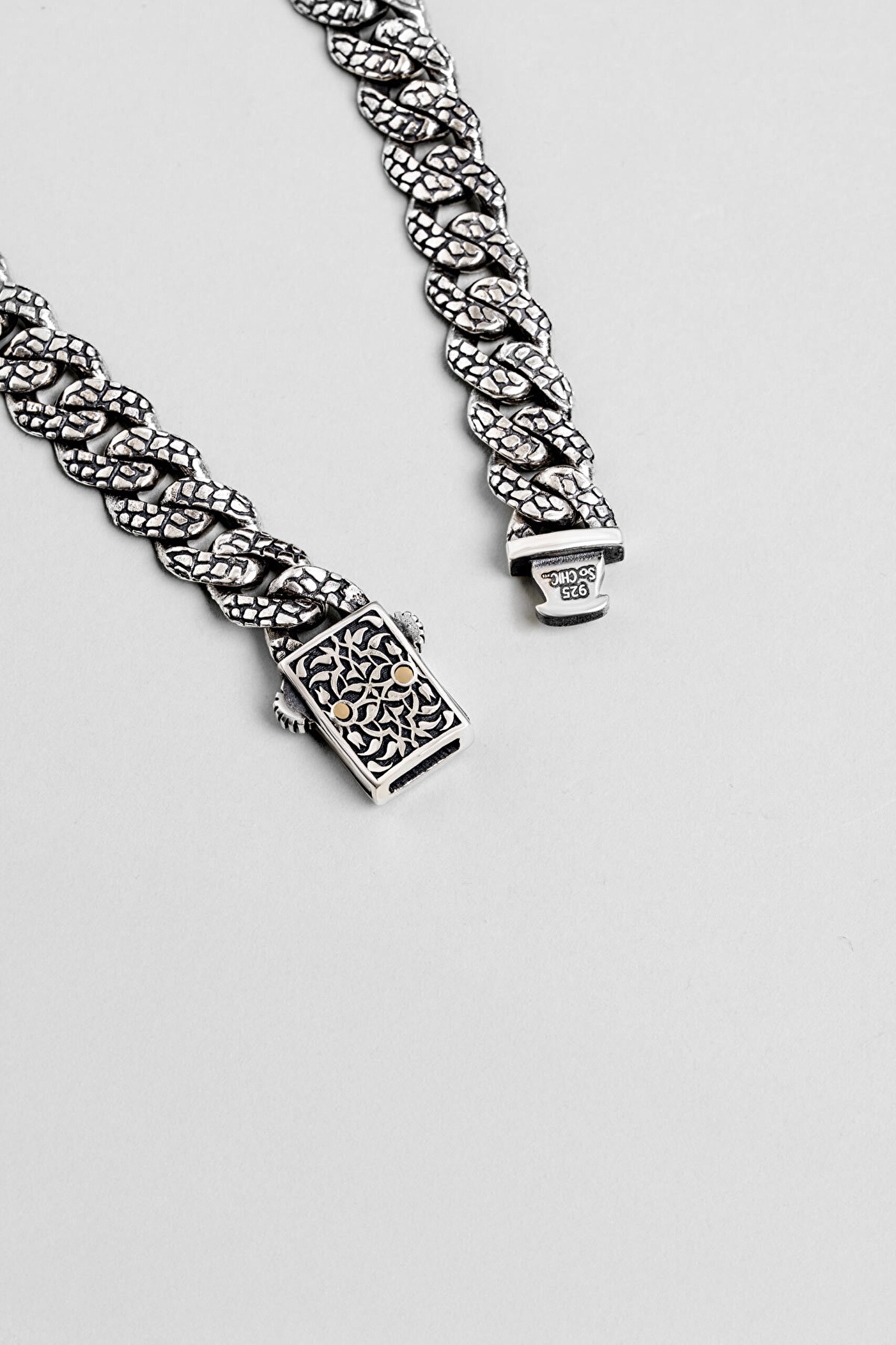 Etnik Desenli Gümüş Erkek Bileklik - 4