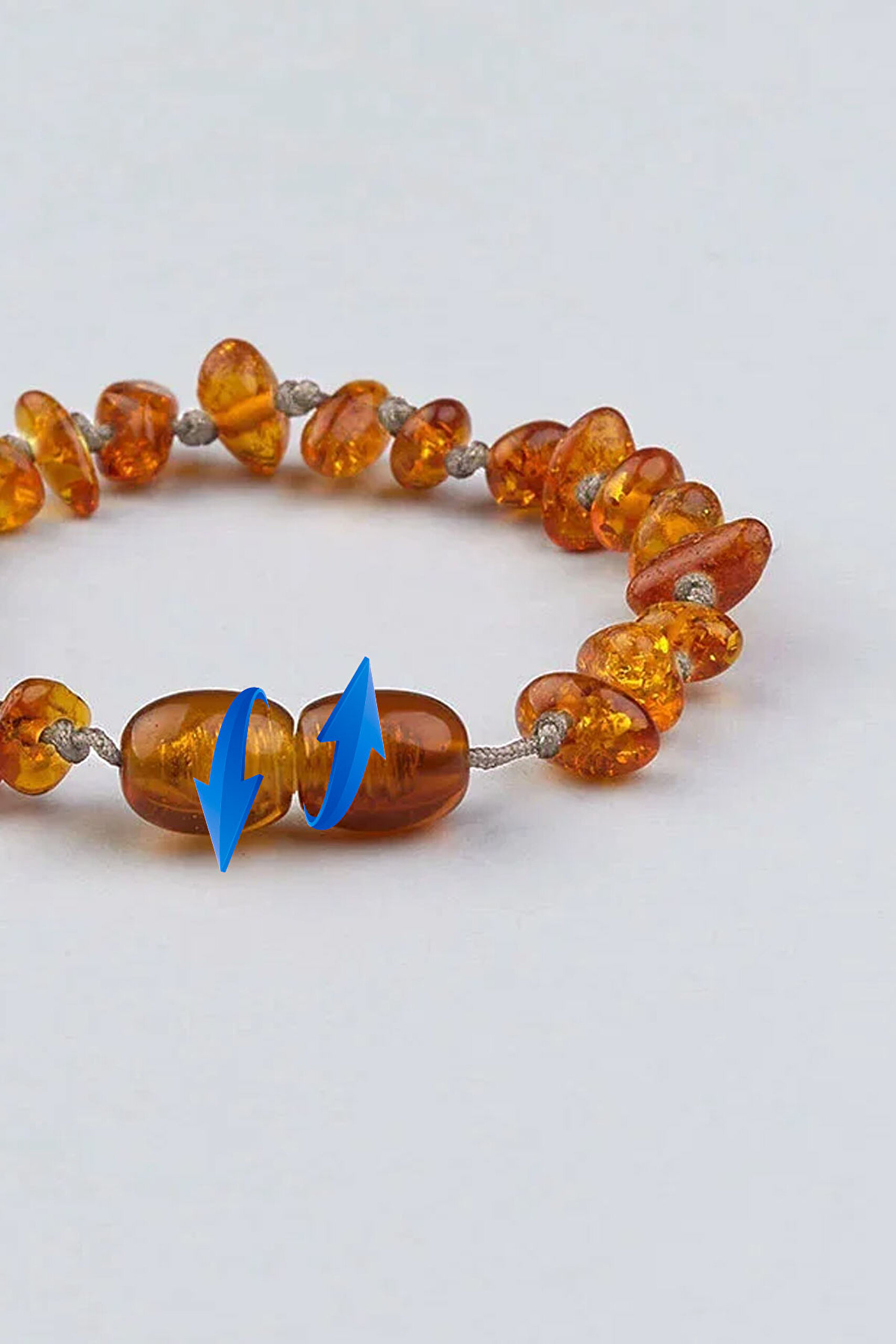 ⁠ Koruyucu Doğal Kehribar Taşlı 16 Cm İpli Çocuk Bilekliği_2}