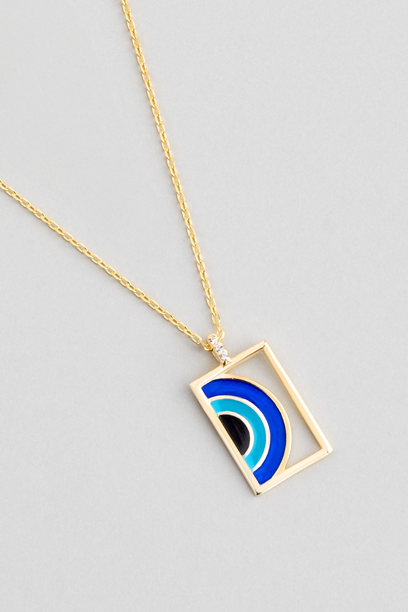 ⁠ Evil Eye 18 Ayar Sarı Altın Kaplama 45 Cm Gümüş Minimal Kolye_2}