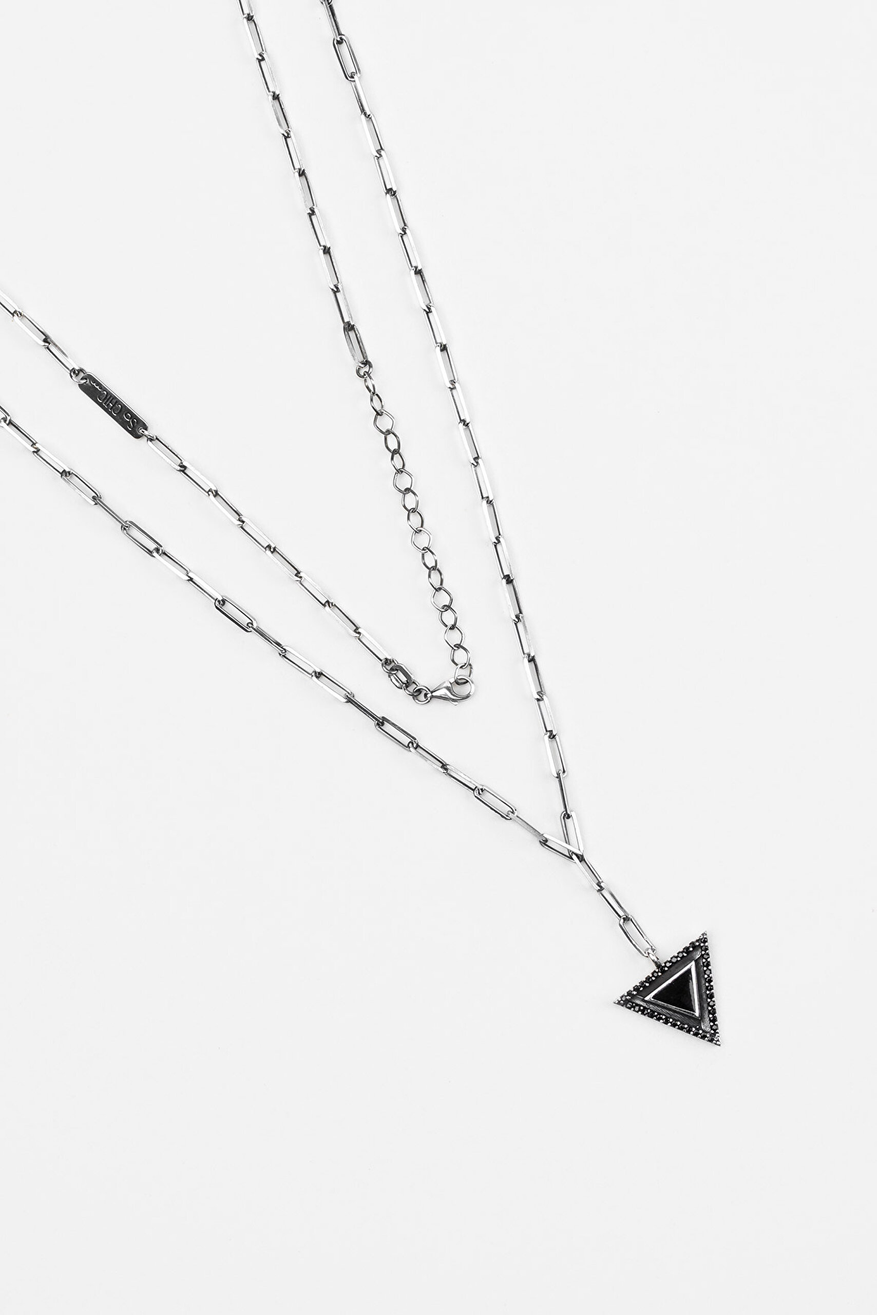 Üçgen Modelli Rodyum Kaplama 70 Cm Gümüş Erkek Zincir Kolye