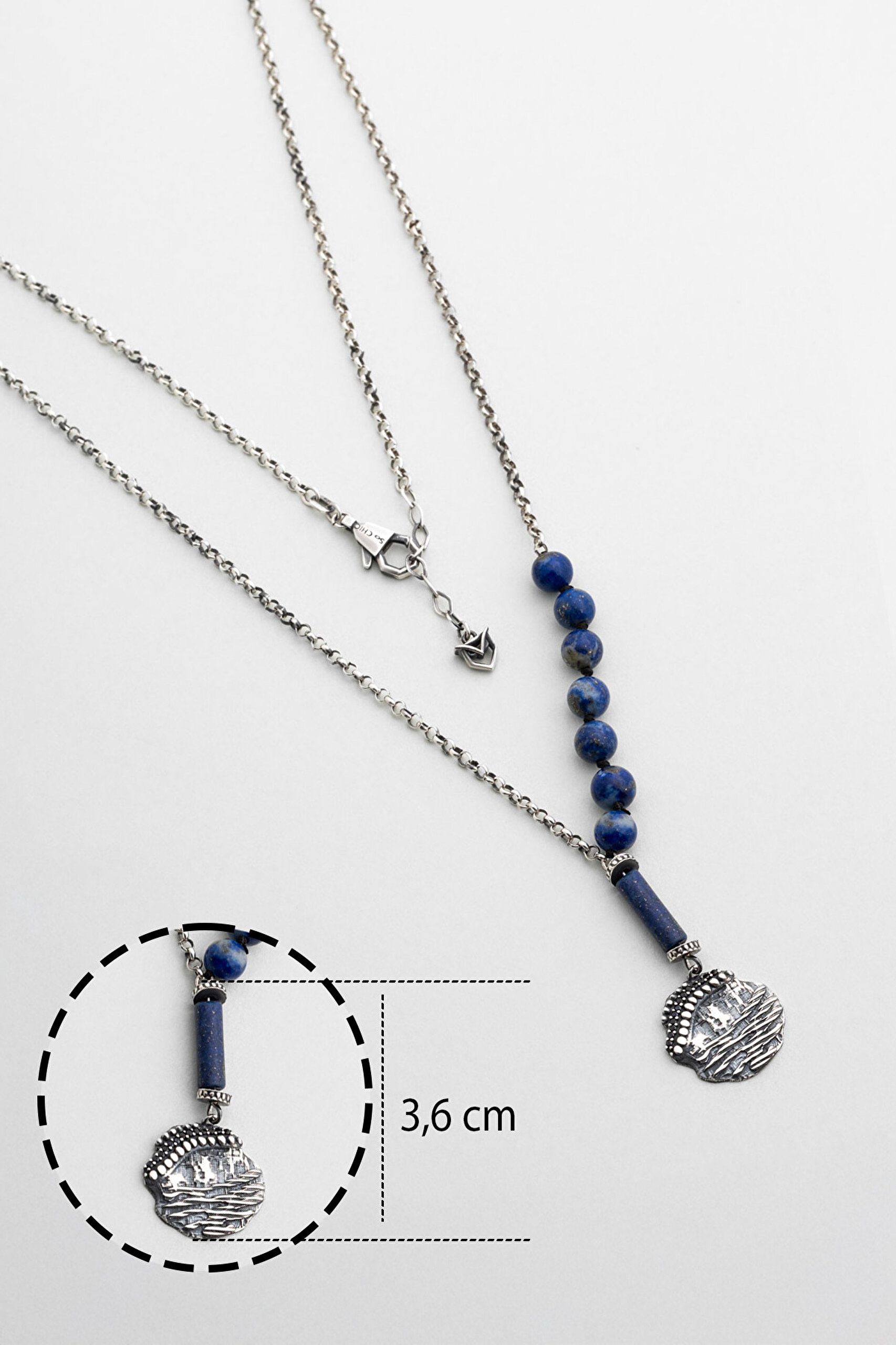 ⁠ Lapis Taşlı 69 Cm Gümüş Erkek Kolye_2}