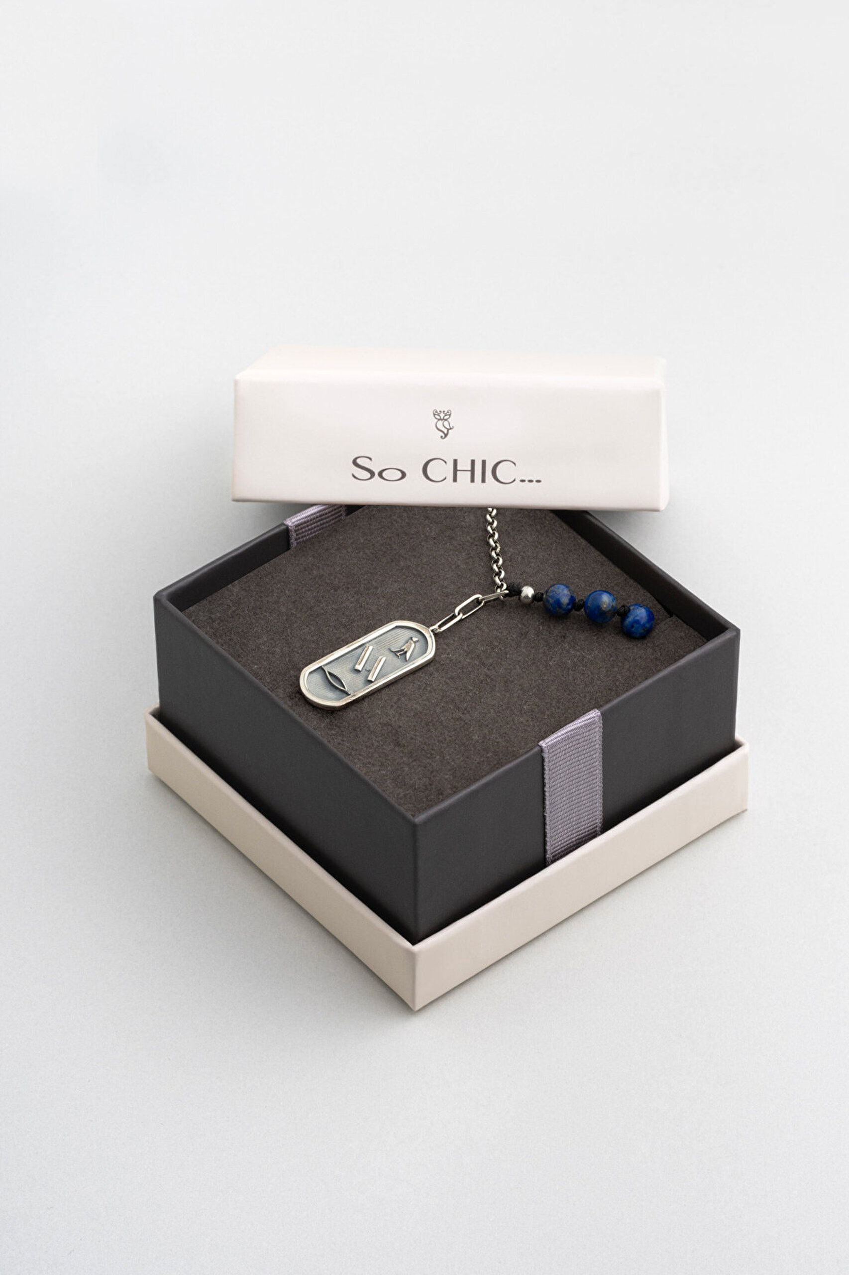 Hava Elementi 68 Cm Gümüş Lapis Taşlı Erkek Kolye - 4