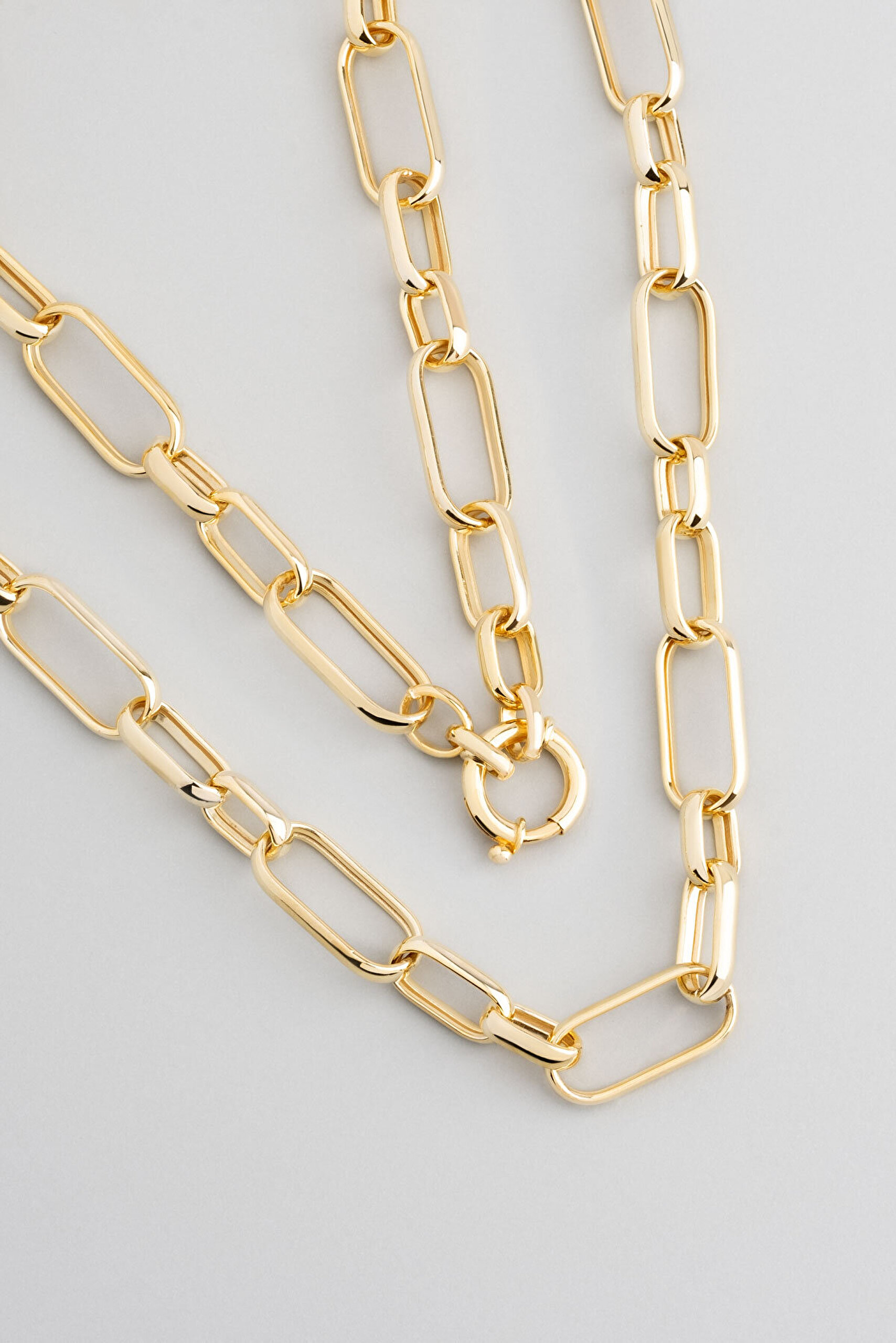 Ataç Model 18 Ayar Sarı Altın Kaplama 45 Cm Gümüş Zincir Kolye - 0