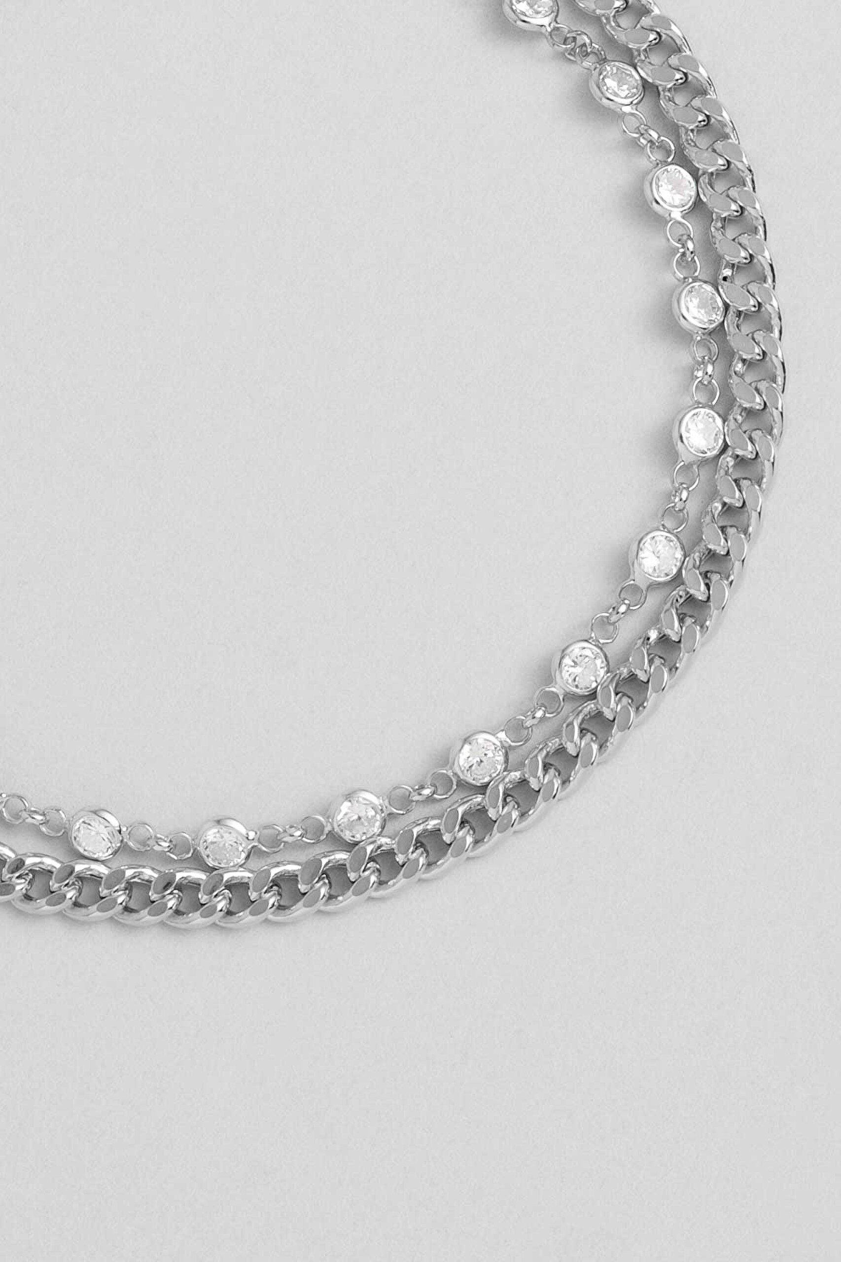 ⁠ Luna 18 Ayar Beyaz Altın Kaplama 19 Cm Gümüş Zincir Bileklik_1}