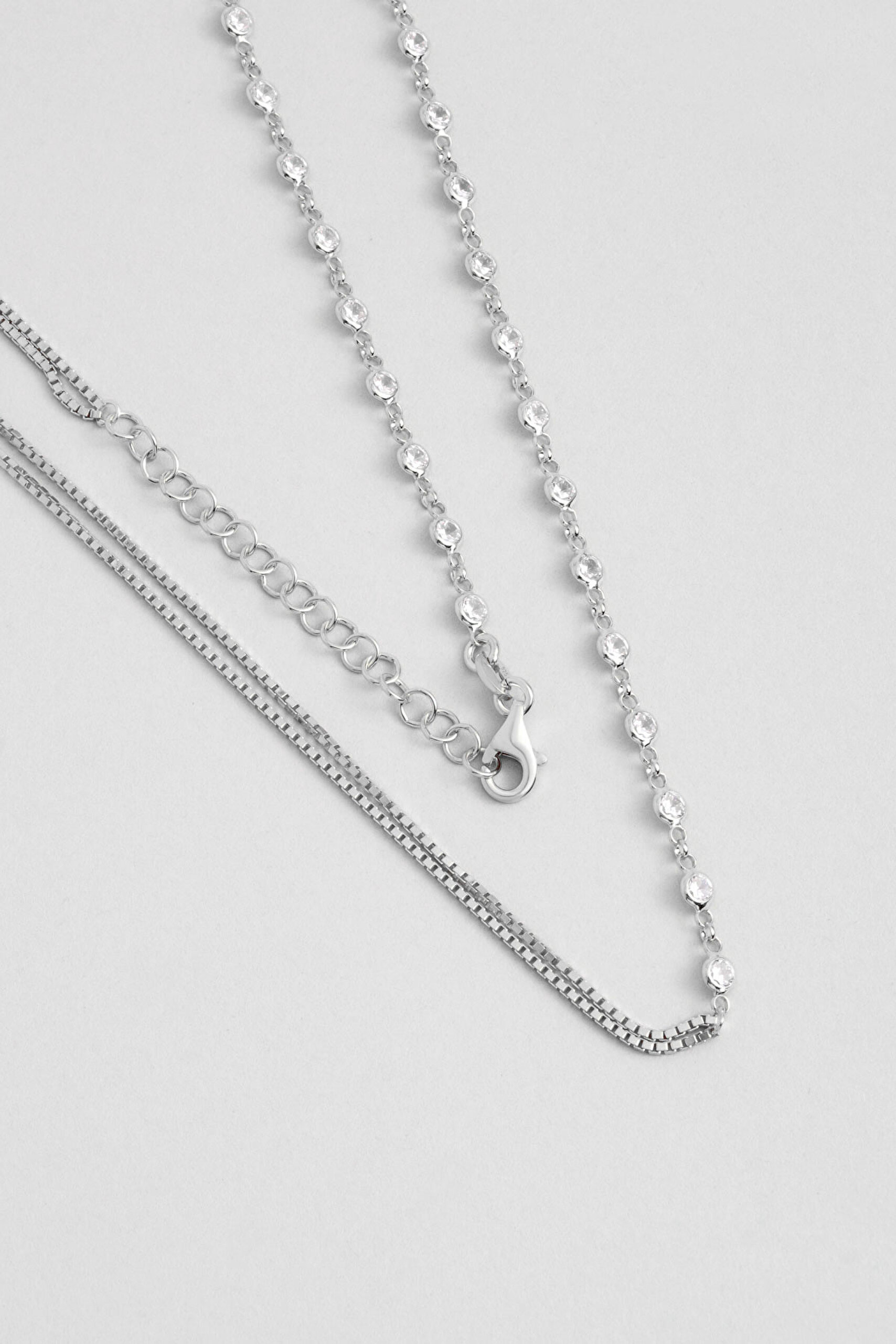 ⁠ Minimal Tasarım 18 Ayar Beyaz Altın Kaplama 45 Cm Gümüş Kolye_0}