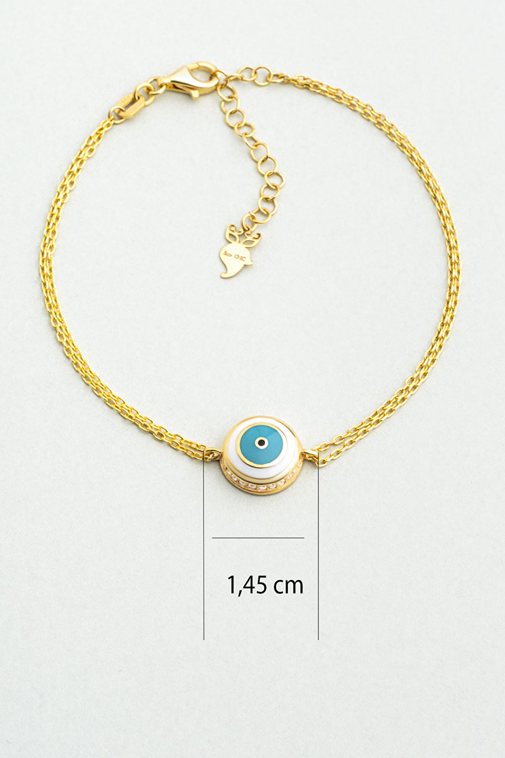 ⁠ Ra'nın Gözü 18 Ayar Sarı Altın Kaplama 19 Cm Gümüş Bileklik_2}