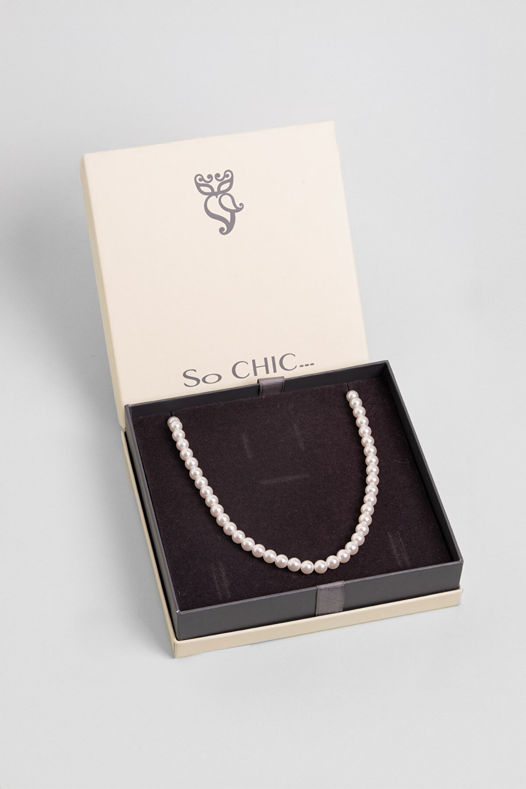 Beyaz İnci 18 Ayar Sarı Altın Kaplama 45 Cm Gümüş Kolye - 5