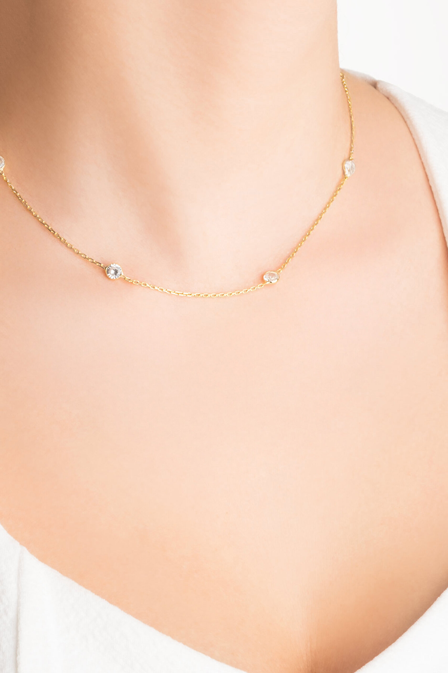 ⁠ Yuvarlak Kesim 18 Ayar Sarı Altın Kaplama 42 Cm Gümüş Kolye_1}