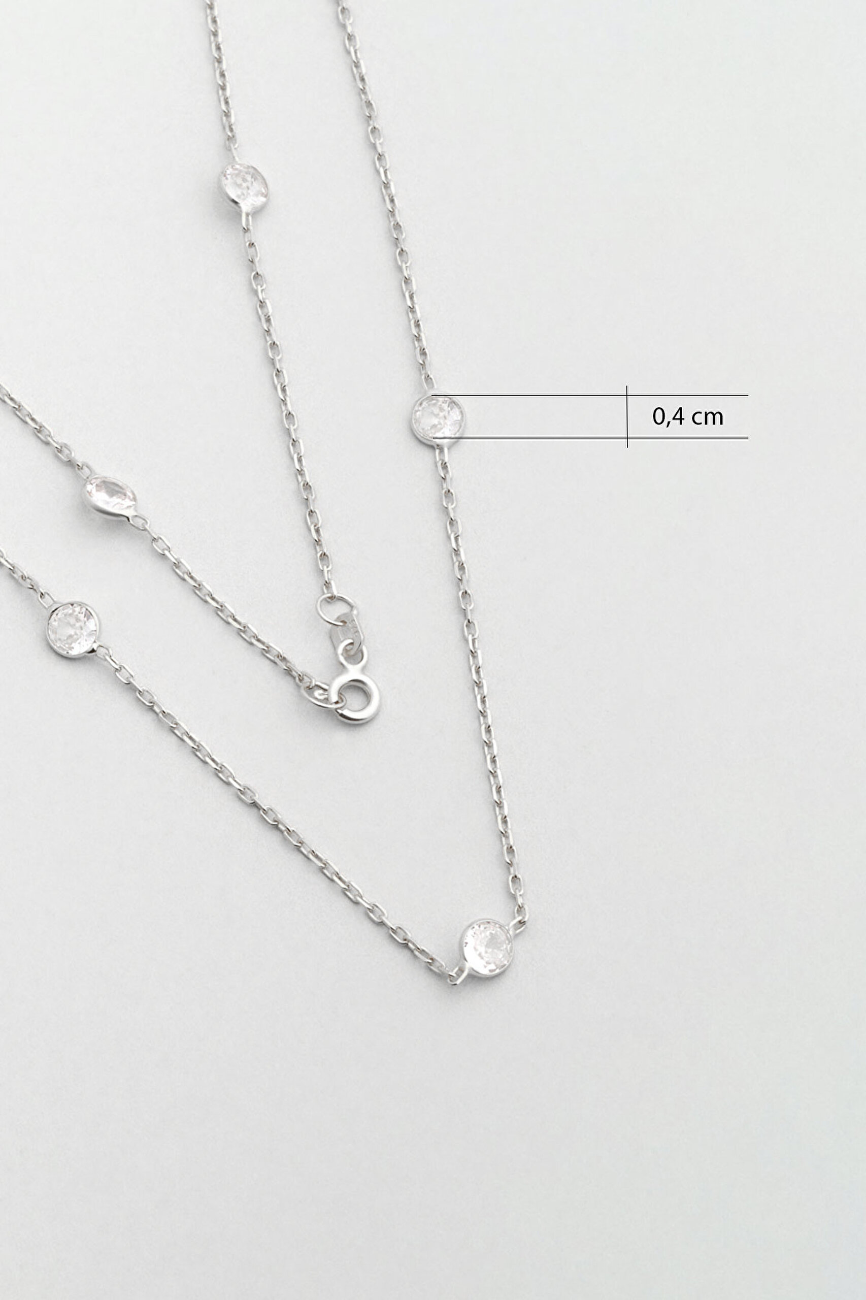 ⁠ Yuvarlak Kesim 18 Ayar Beyaz Altın Kaplama 47 Cm Gümüş Kolye_2}