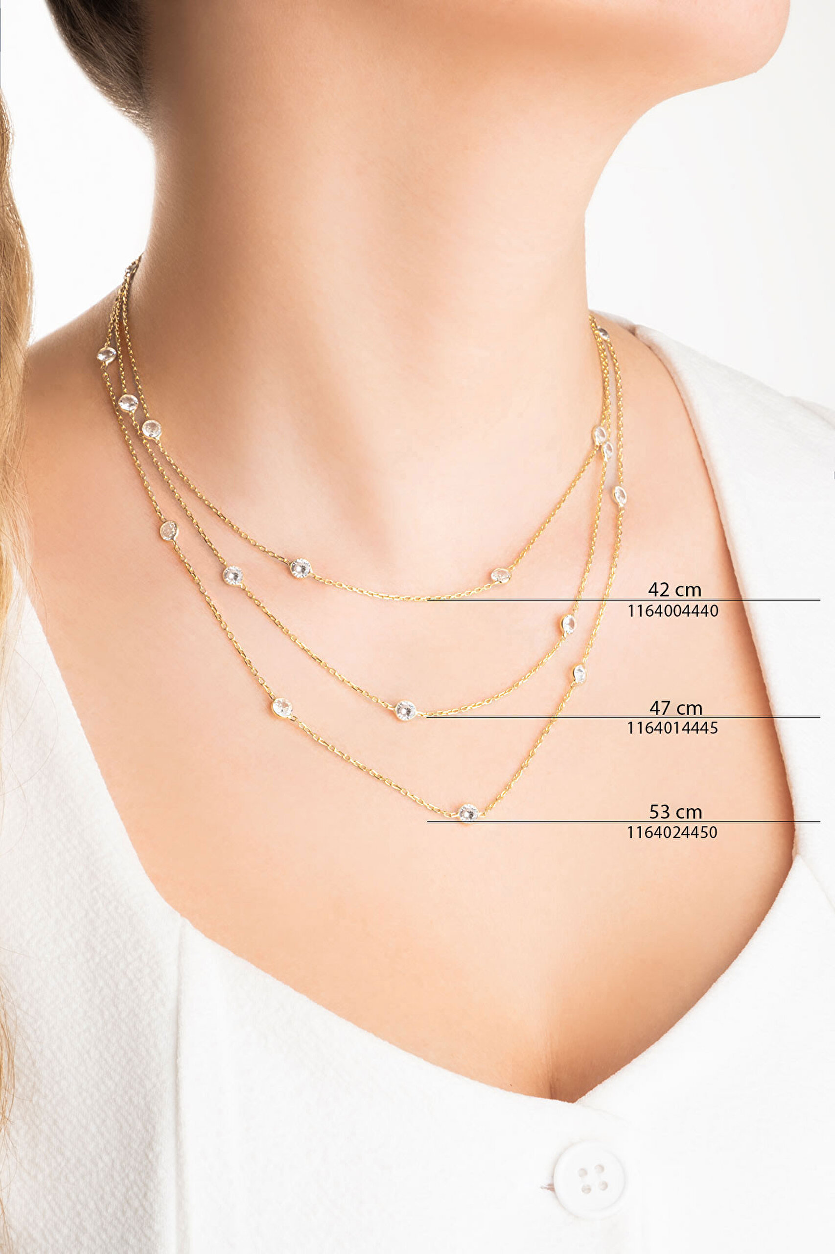 ⁠ Yuvarlak Kesim 18 Ayar Sarı Altın Kaplama 53 Cm Gümüş Kolye_3}