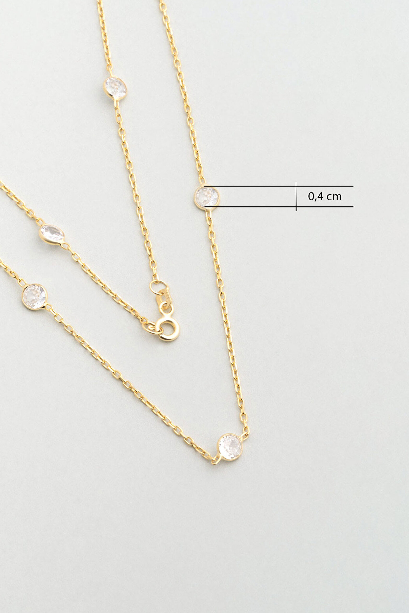 ⁠ Yuvarlak Kesim 18 Ayar Sarı Altın Kaplama 53 Cm Gümüş Kolye_2}