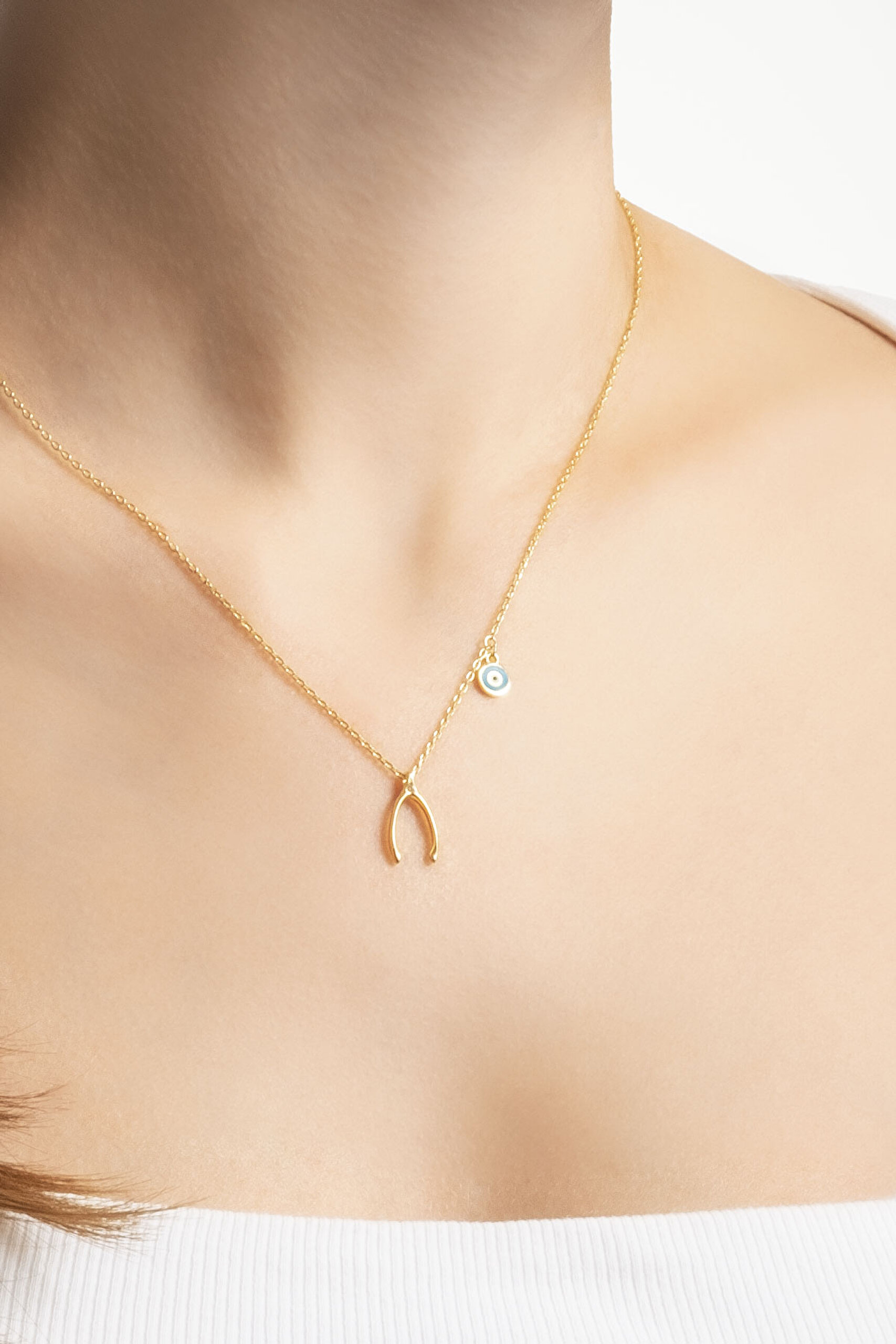 ⁠ Lades Kemiği 18 Ayar Sarı Altın Kaplama 45 Cm Minimal Gümüş Kolye_3}