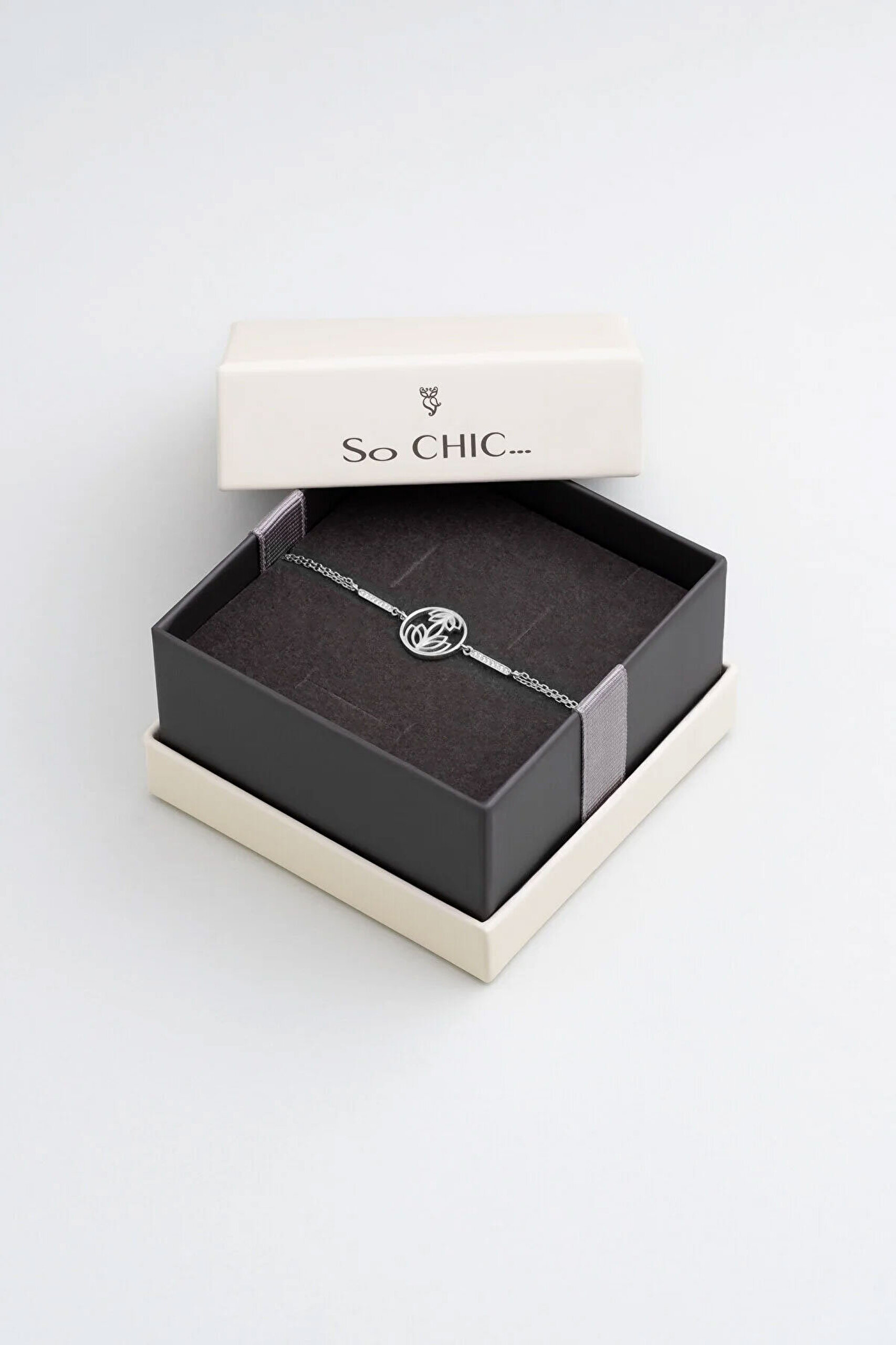 Nilüfer Çiçeği 18 Ayar Beyaz Altın Kaplama 20 Cm  Gümüş Bileklik - 4