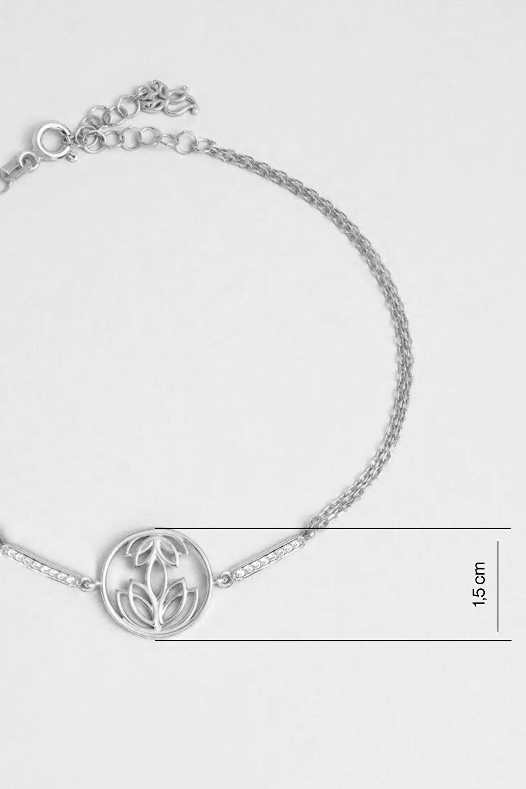 Nilüfer Çiçeği 18 Ayar Beyaz Altın Kaplama 20 Cm  Gümüş Bileklik - 2