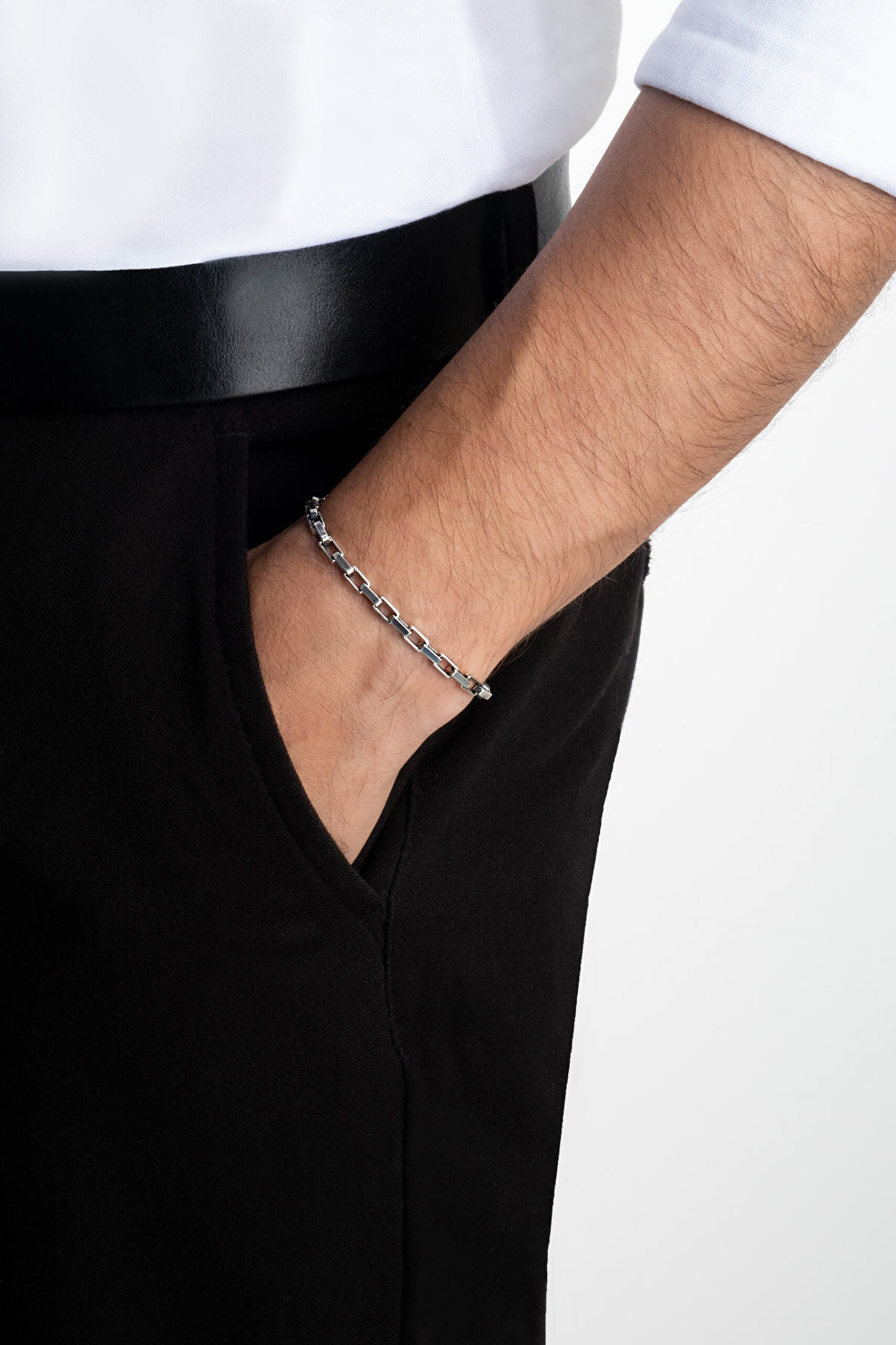 ⁠ Metalik Stil 21 Cm Gümüş Erkek Bileklik_3}