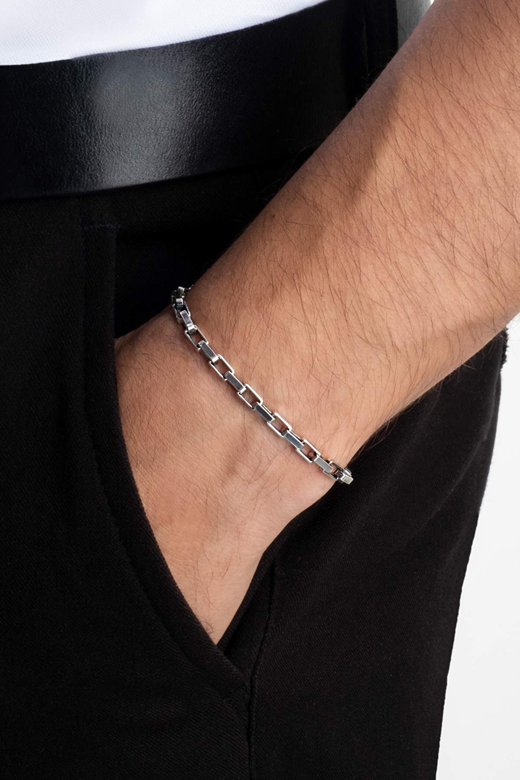 ⁠ Metalik Stil 21 Cm Gümüş Erkek Bileklik_1}