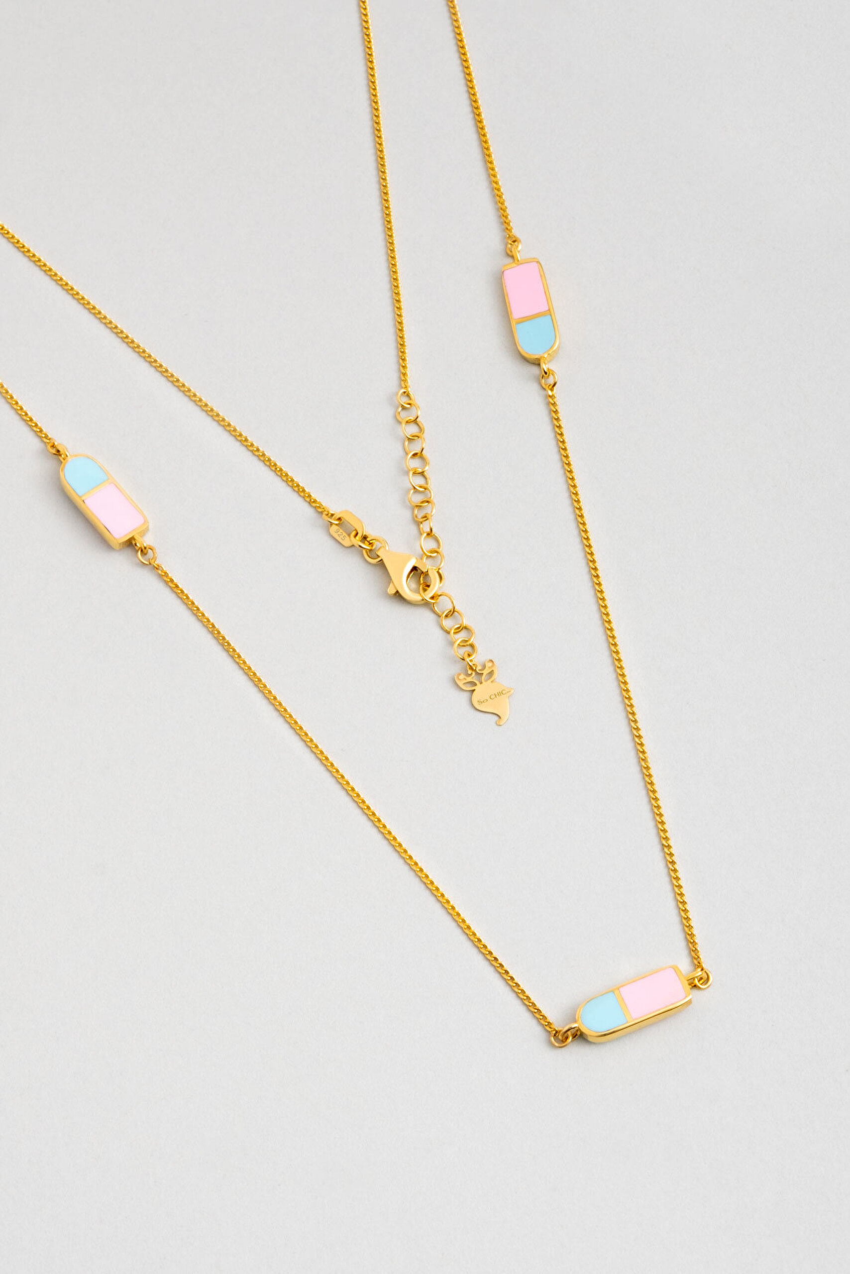 Bahar Renkleri 18 Ayar Sarı Altın Kaplama Gümüş Kolye - 0