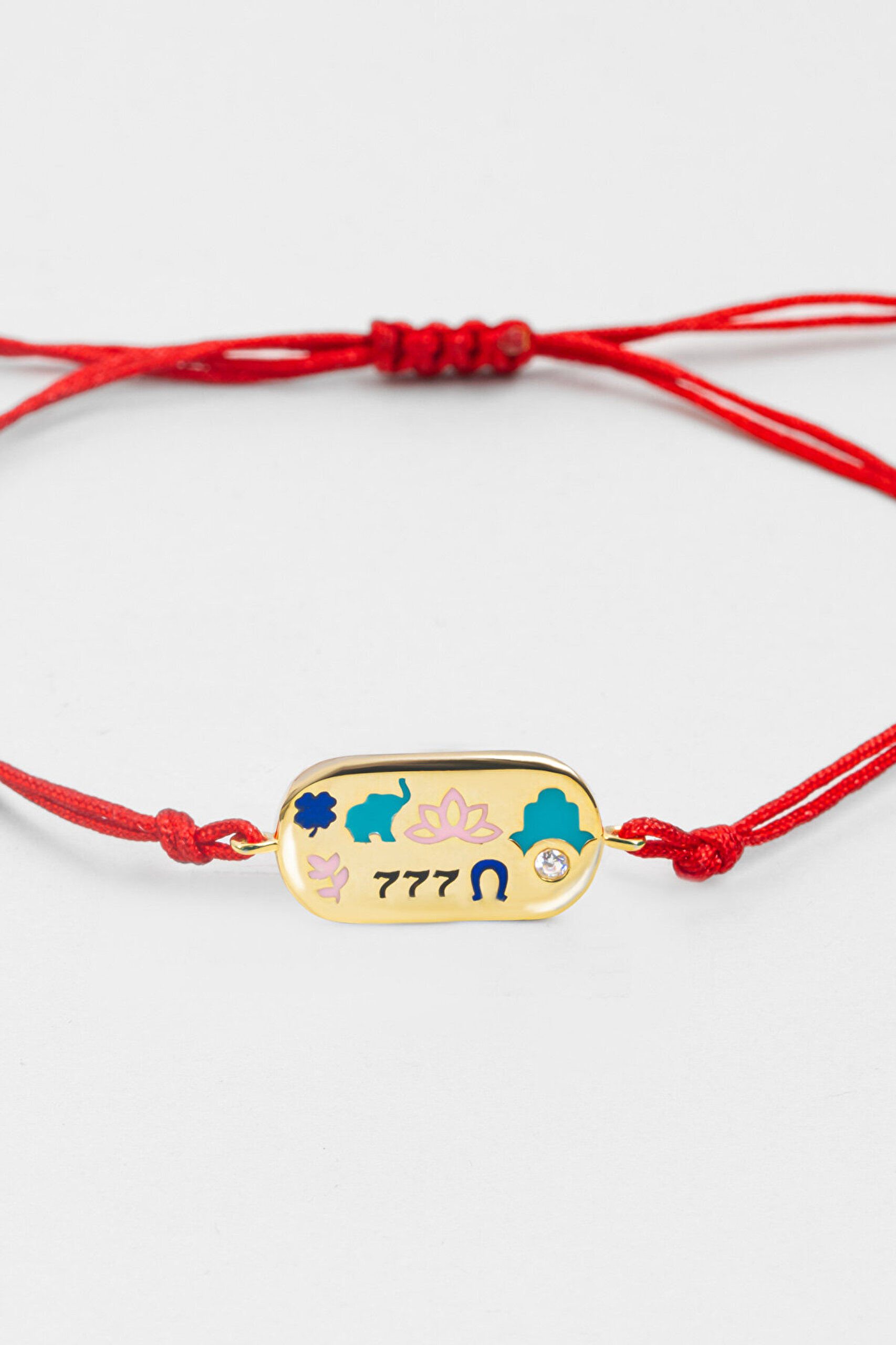 777 Manifest  18 Ayar Sarı Altın Kaplama Ayarlanabilir Gümüş İpli Bileklik - 4