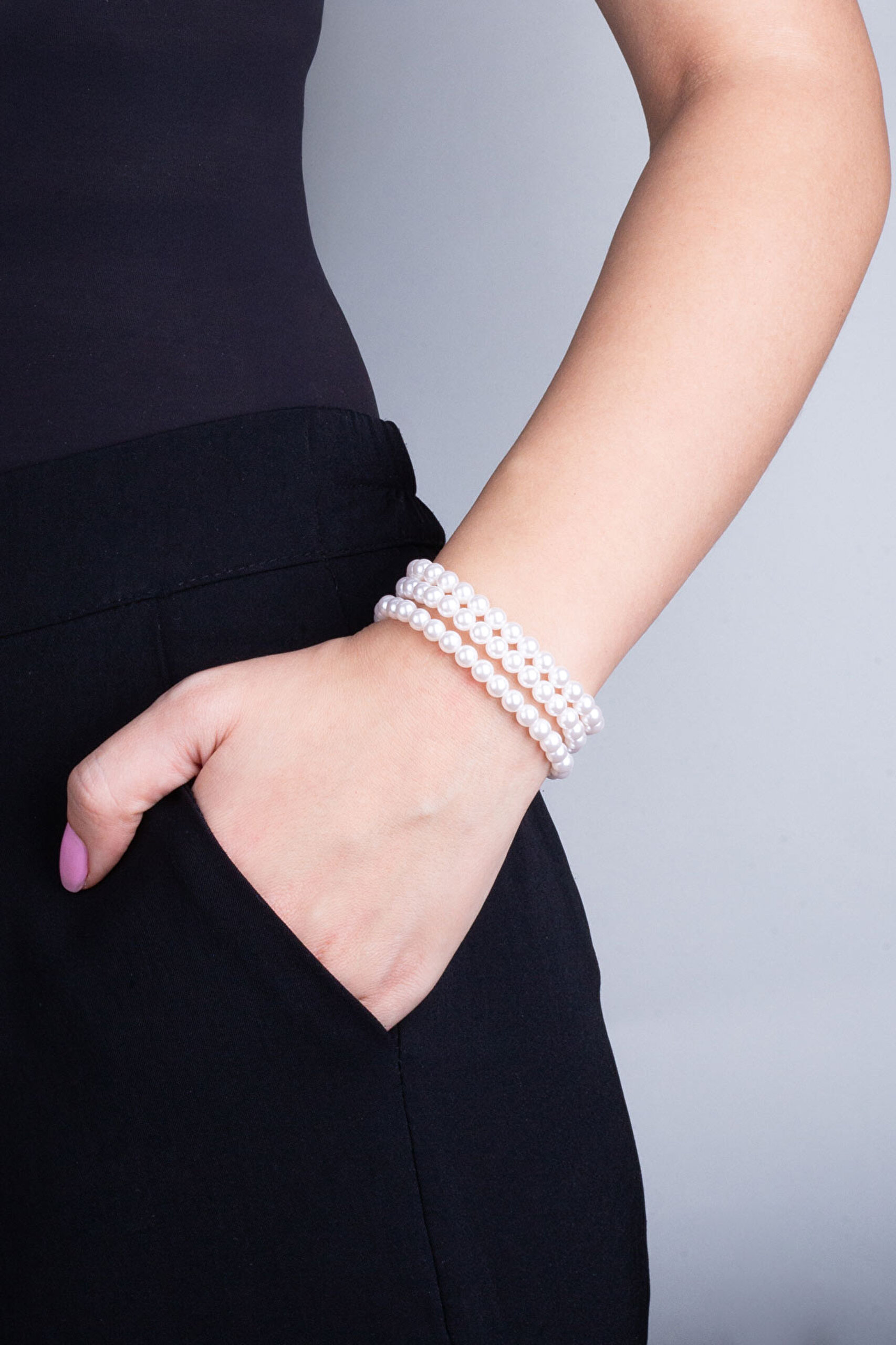 ⁠ Charlotte 18 Ayar Sarı Altın Kaplama 20 Cm Gümüş İnci Bileklik_3}