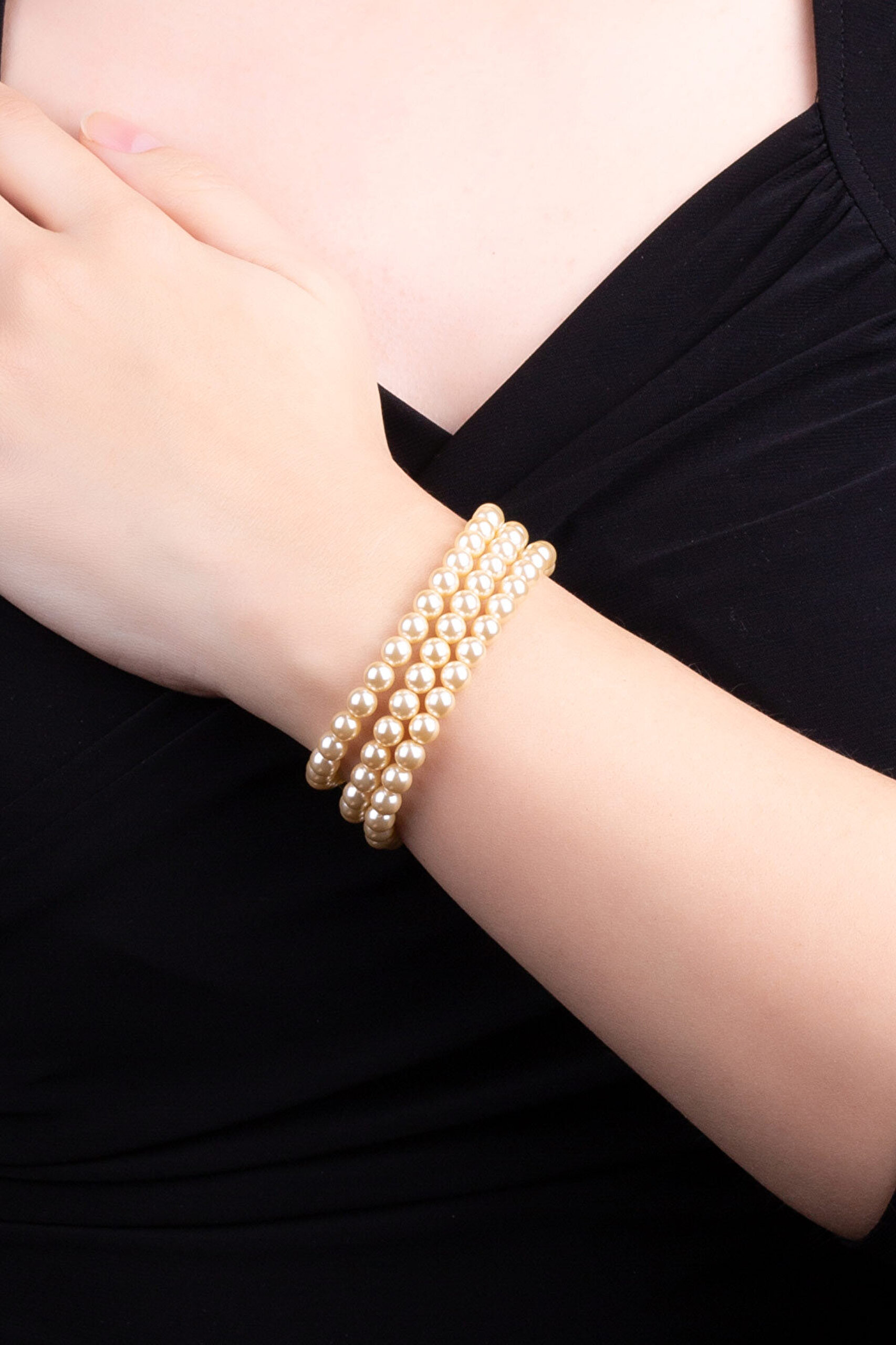 Charlotte 18 Ayar Sarı Altın Kaplama 20 Cm Gümüş İnci Bileklik - 1