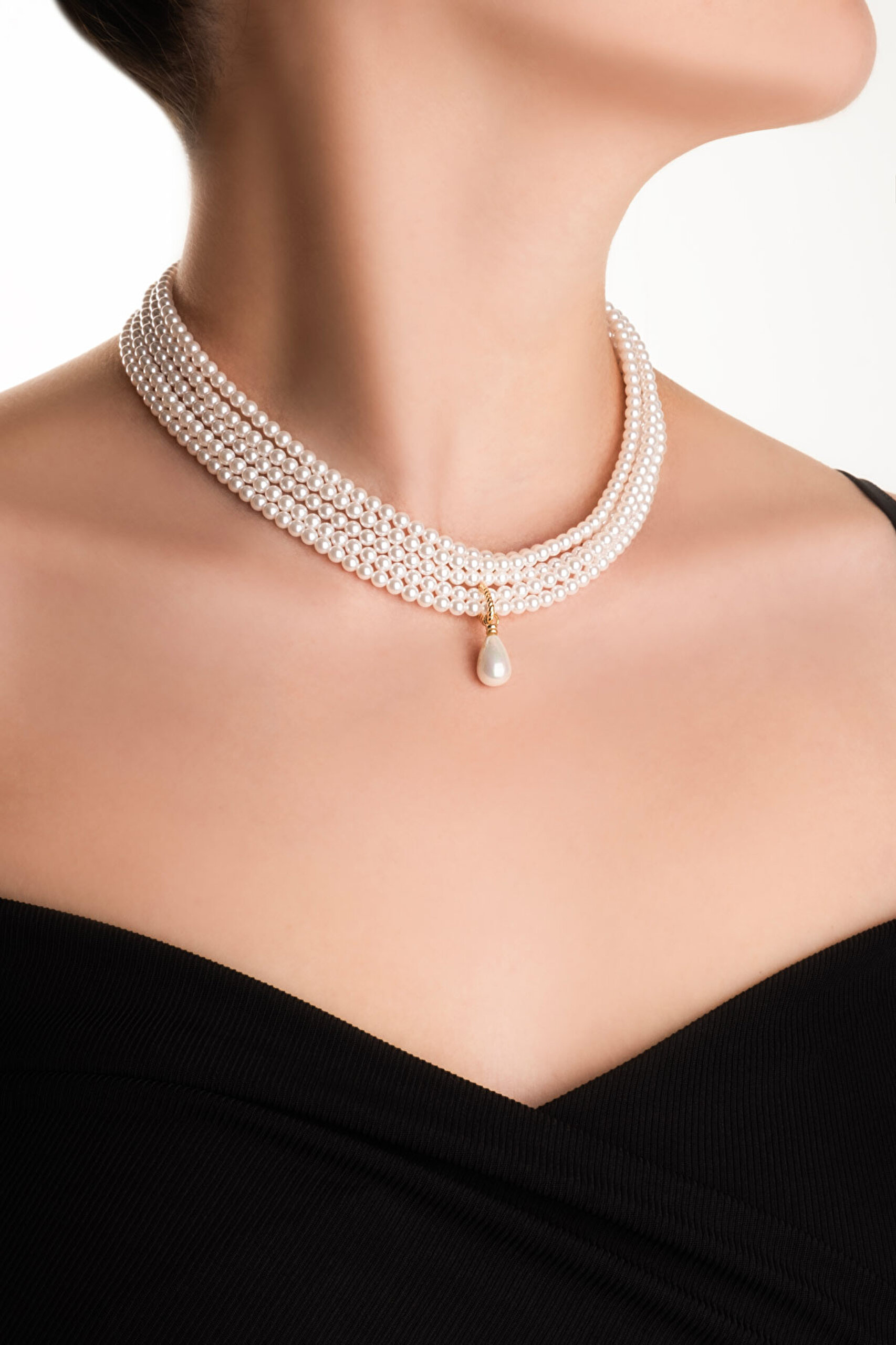 ⁠ Margaret 18 Ayar Sarı Altın Kaplama 42 Cm Gümüş İnci Gerdanlık_0}