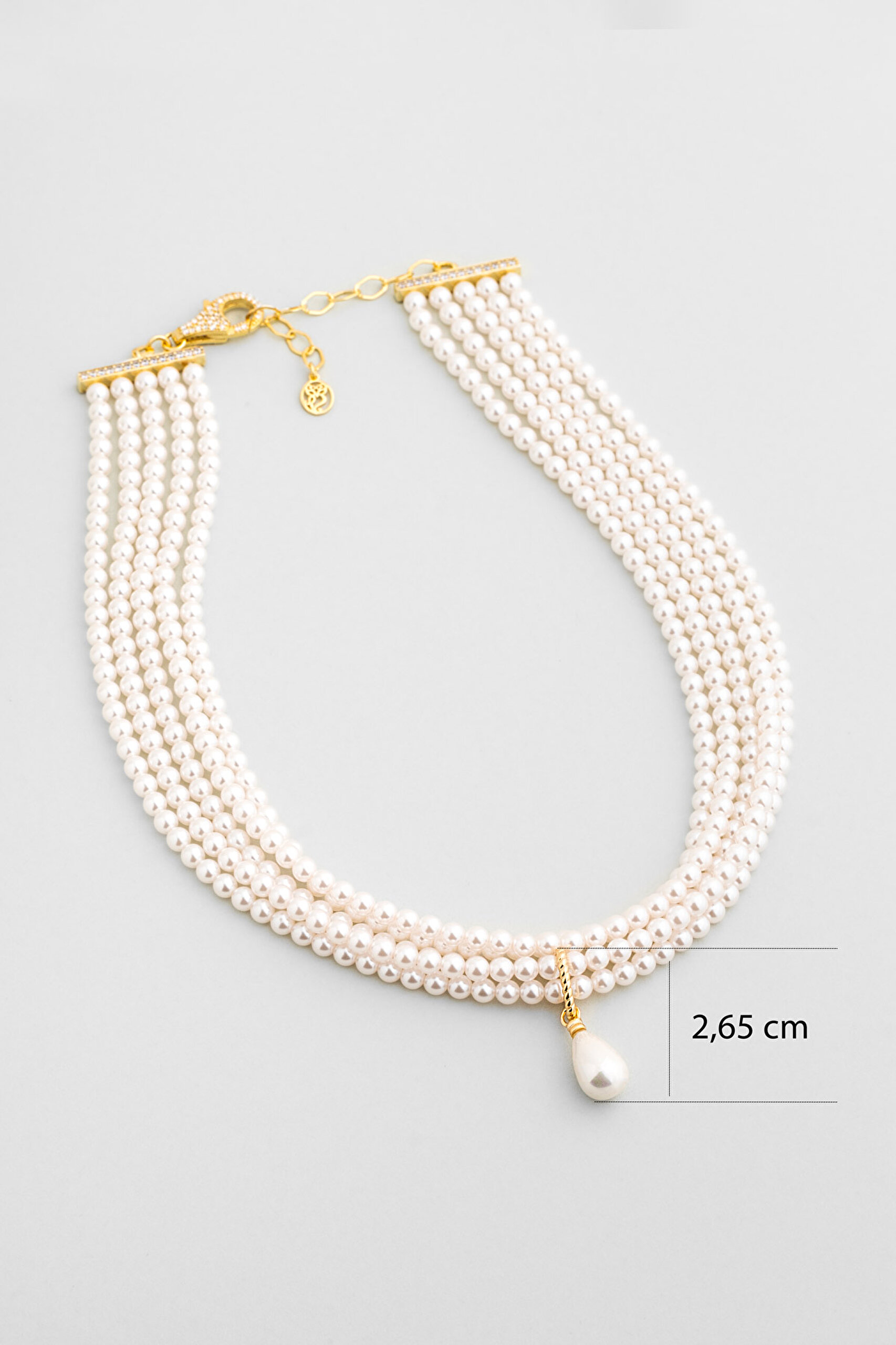 ⁠ Margaret 18 Ayar Sarı Altın Kaplama 42 Cm Gümüş İnci Gerdanlık_1}
