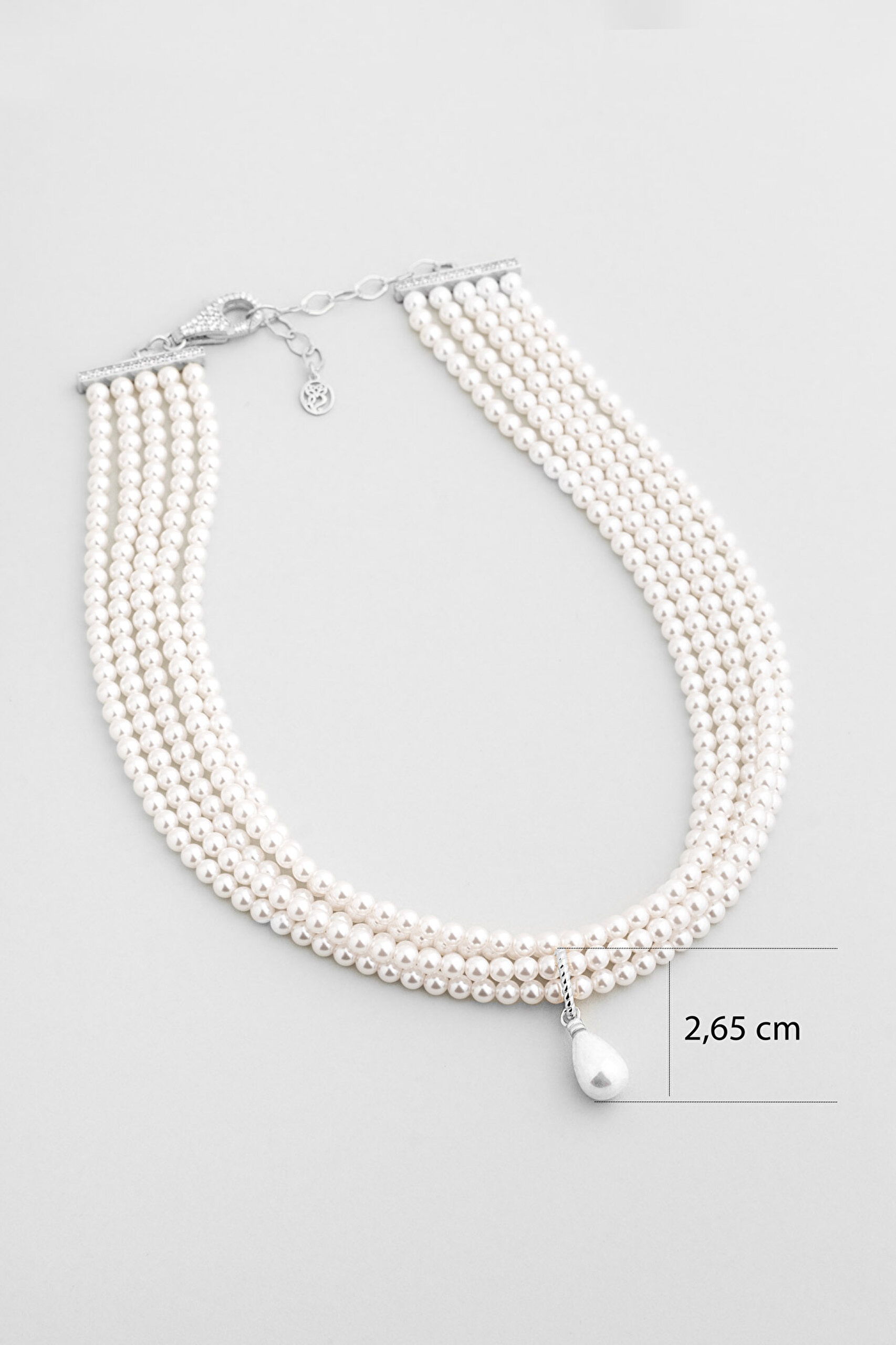 ⁠ Margaret 18 Ayar Beyaz Altın Kaplama 42 Cm Gümüş İnci Gerdanlık_1}