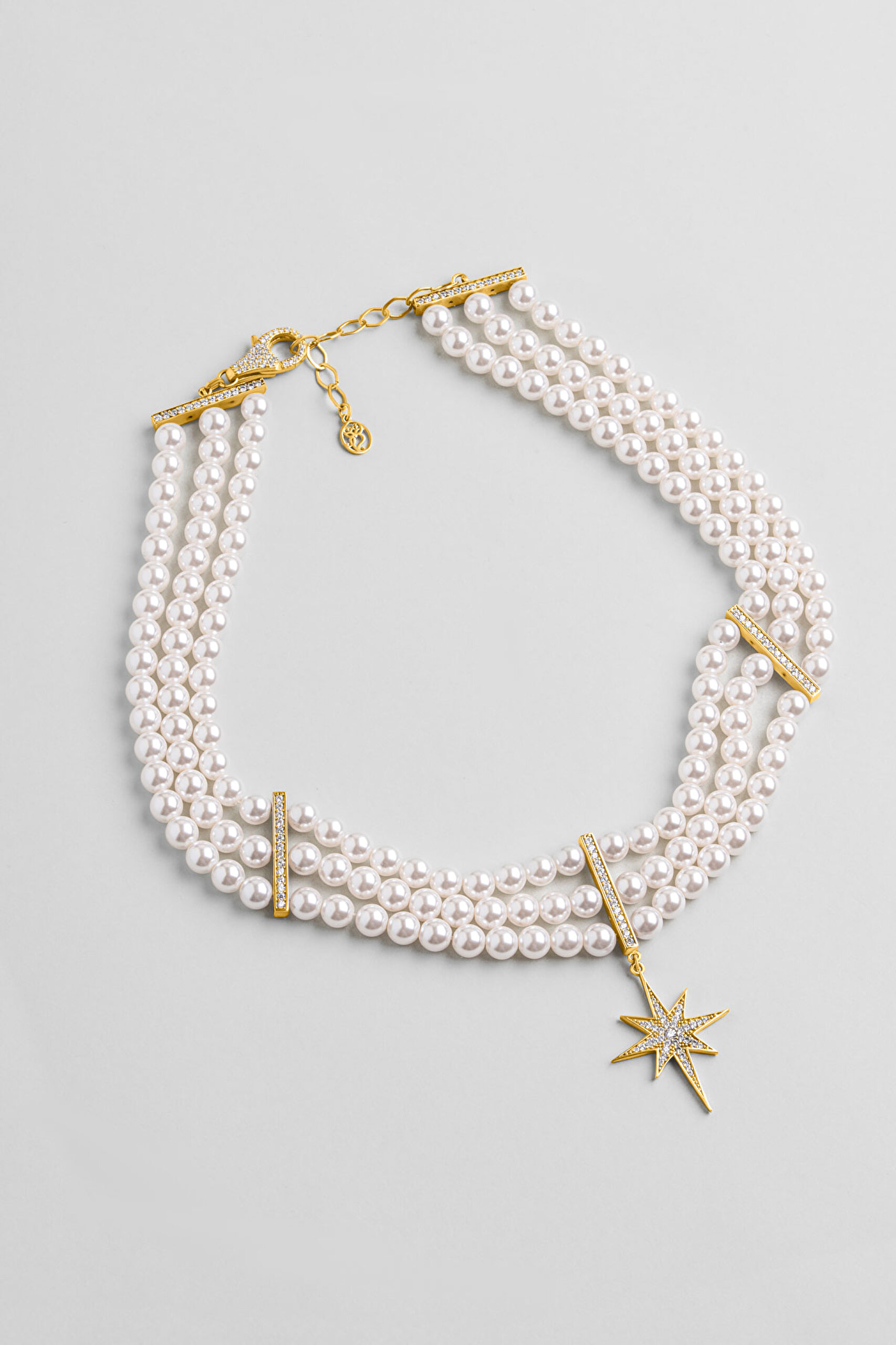 ⁠ Audrey 18 Ayar Sarı Altın Kaplama 40 Cm Gümüş Choker İnci Kolye_3}