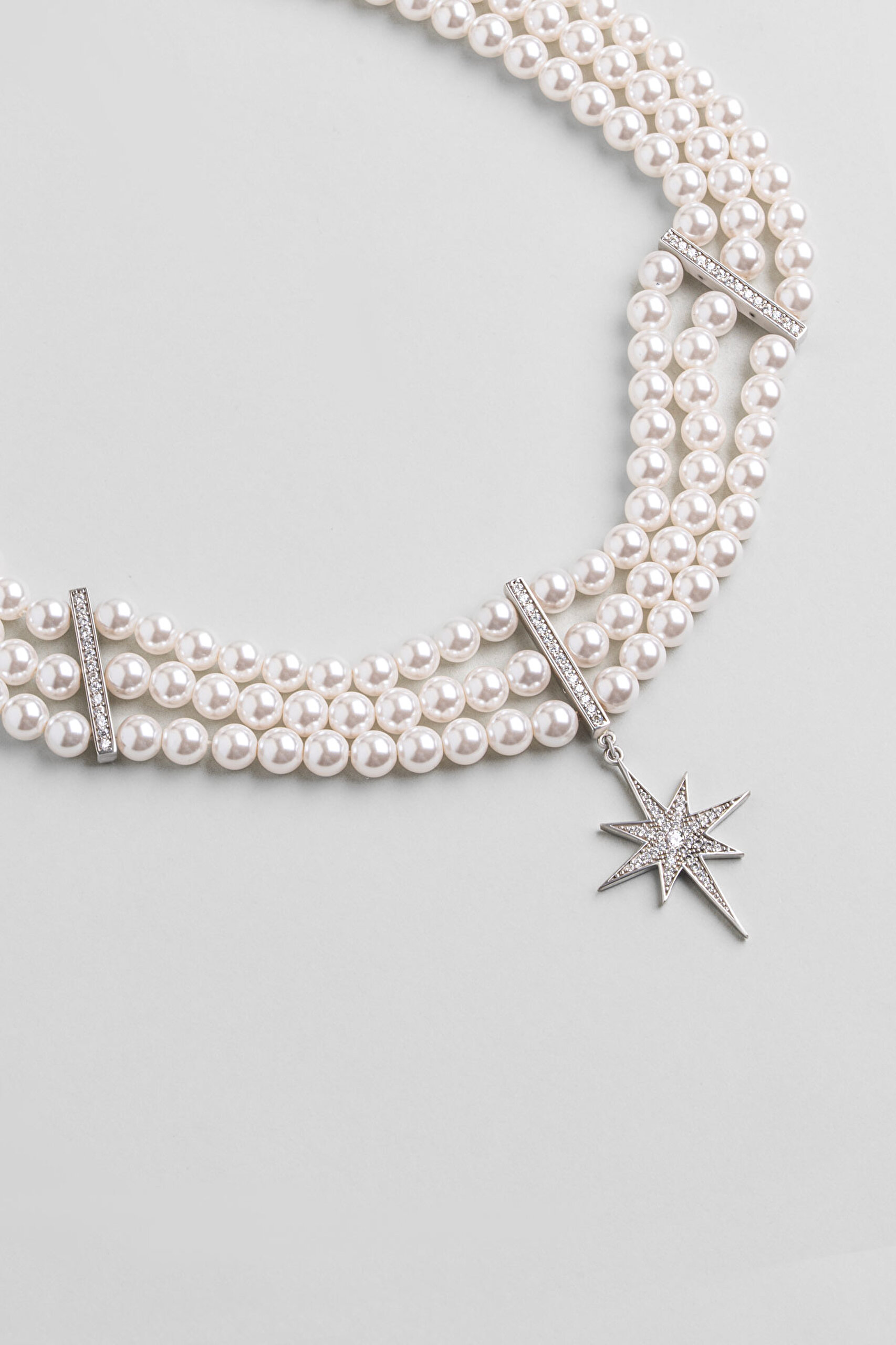 ⁠ Audrey 18 Ayar Beyaz Altın Kaplama 40 Cm Gümüş Choker İnci Kolye_4}