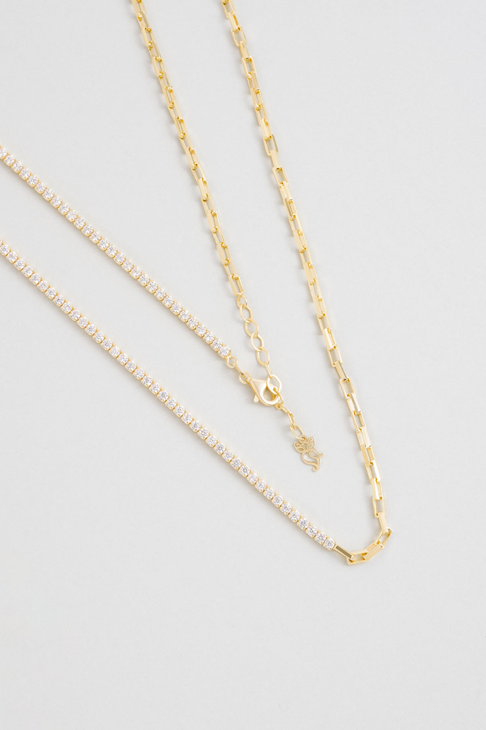 ⁠ Zarafet 18 Ayar Sarı Altın Kaplama 45 Cm Gümüş Su Yolu Kolye_0}