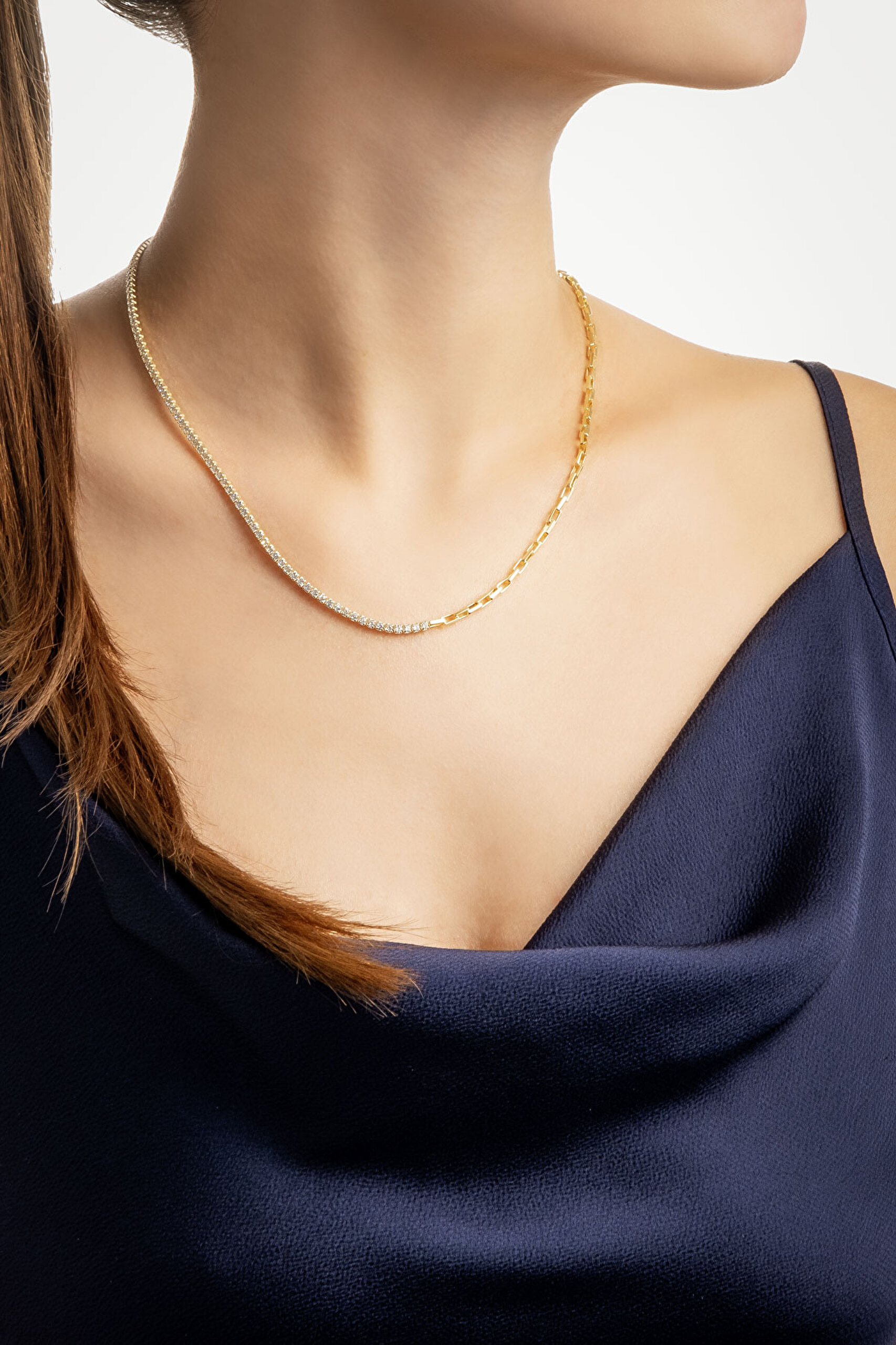 ⁠ Zarafet 18 Ayar Sarı Altın Kaplama 45 Cm Gümüş Su Yolu Kolye_2}