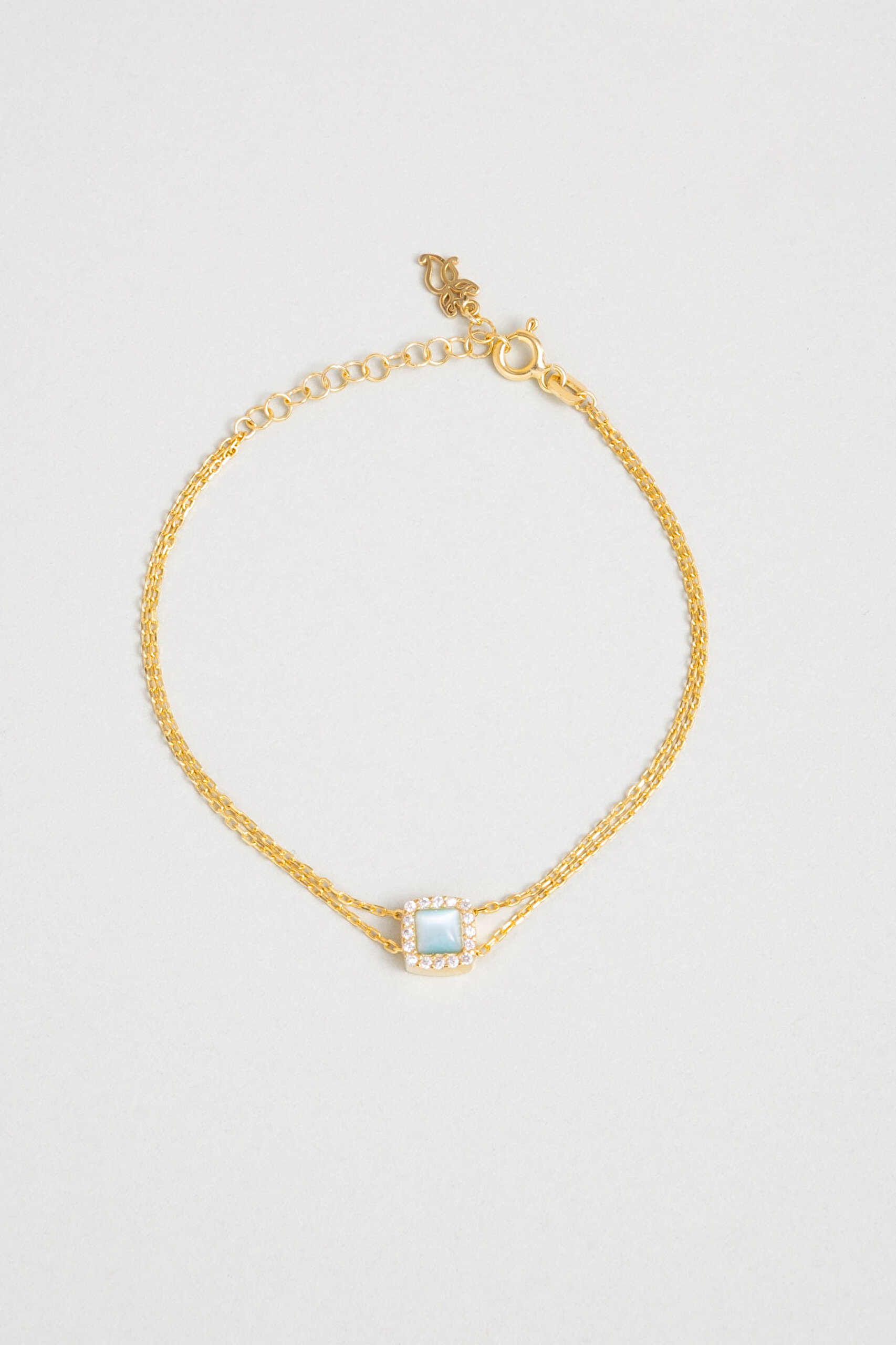 Mavi Şıklığı 18 Ayar Sarı Altın Kaplama 18 Cm Gümüş Bileklik - 0