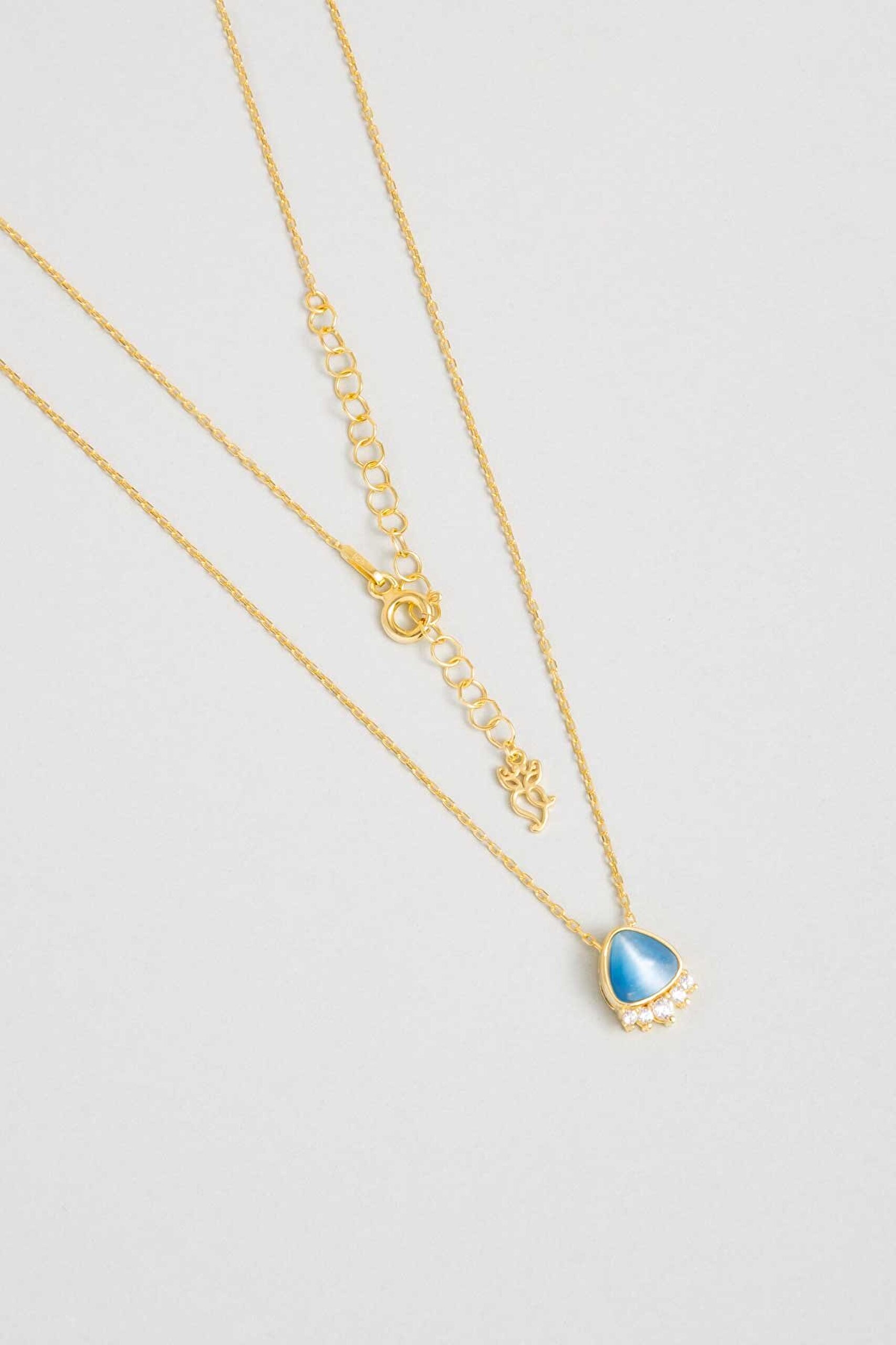 Renkli Pati 18 Ayar Sarı Altın Kaplama 45 Cm Gümüş Kolye - 0