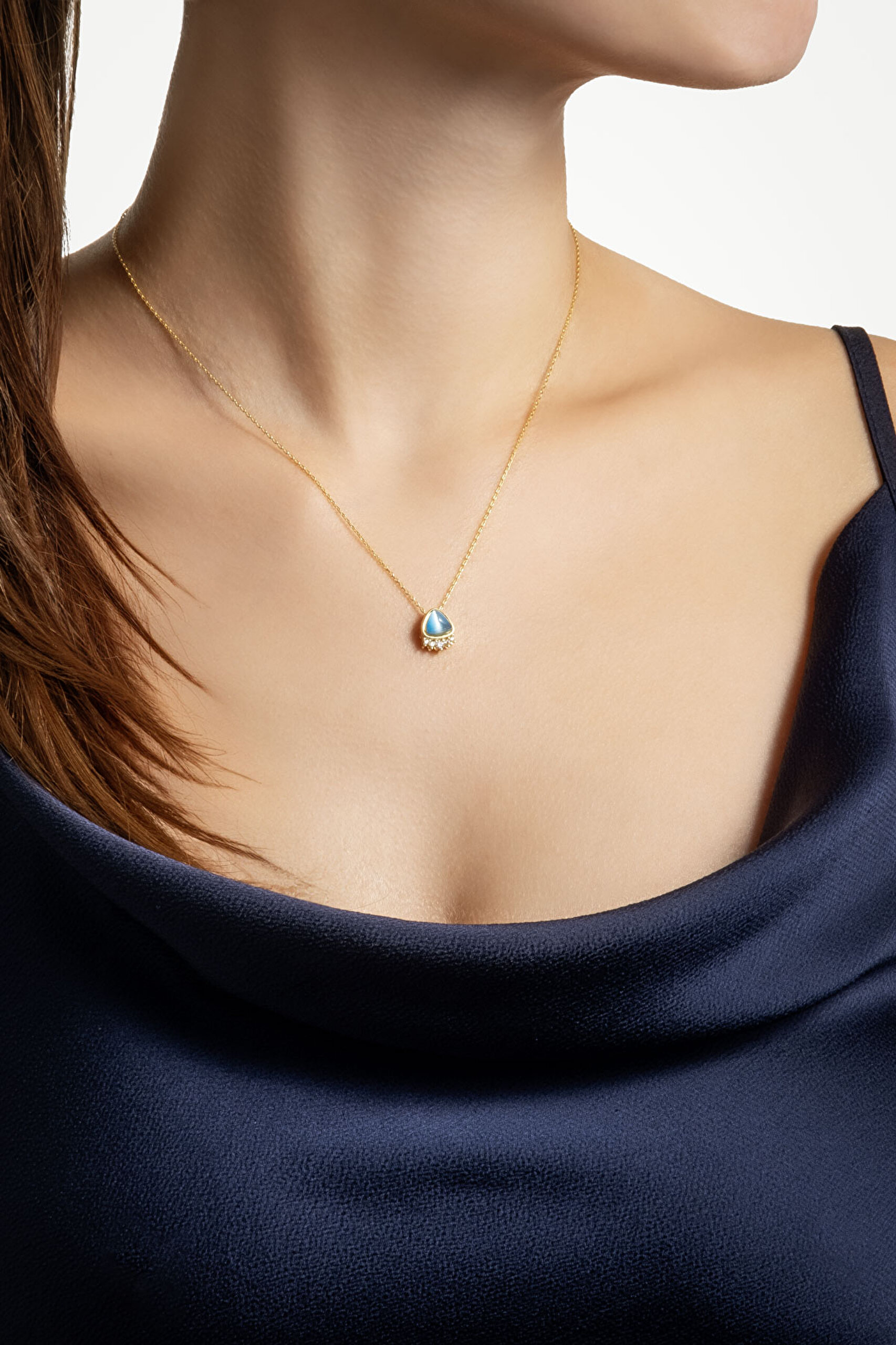 Renkli Pati 18 Ayar Sarı Altın Kaplama 45 Cm Gümüş Kolye - 2