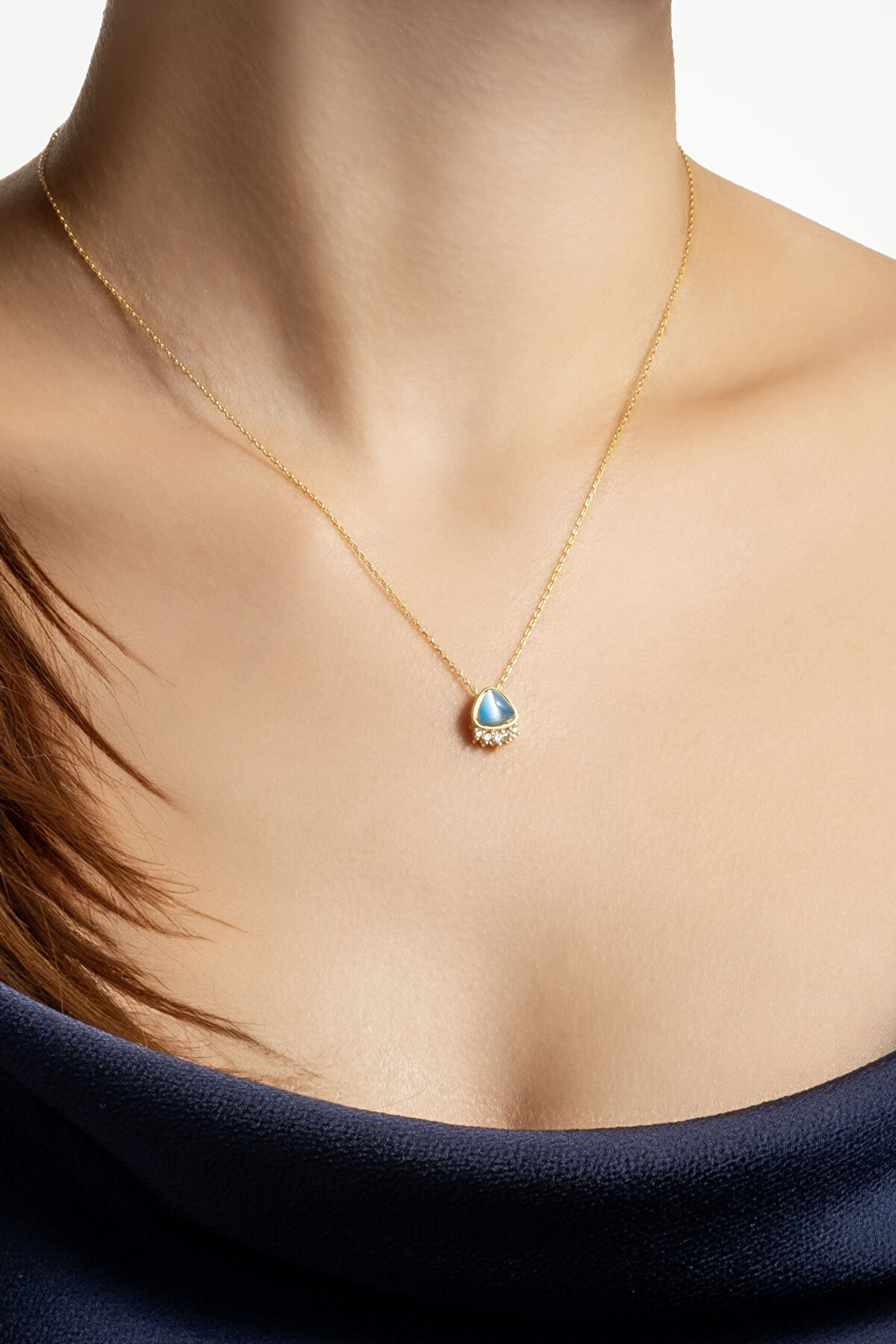 Renkli Pati 18 Ayar Sarı Altın Kaplama 45 Cm Gümüş Kolye - 3